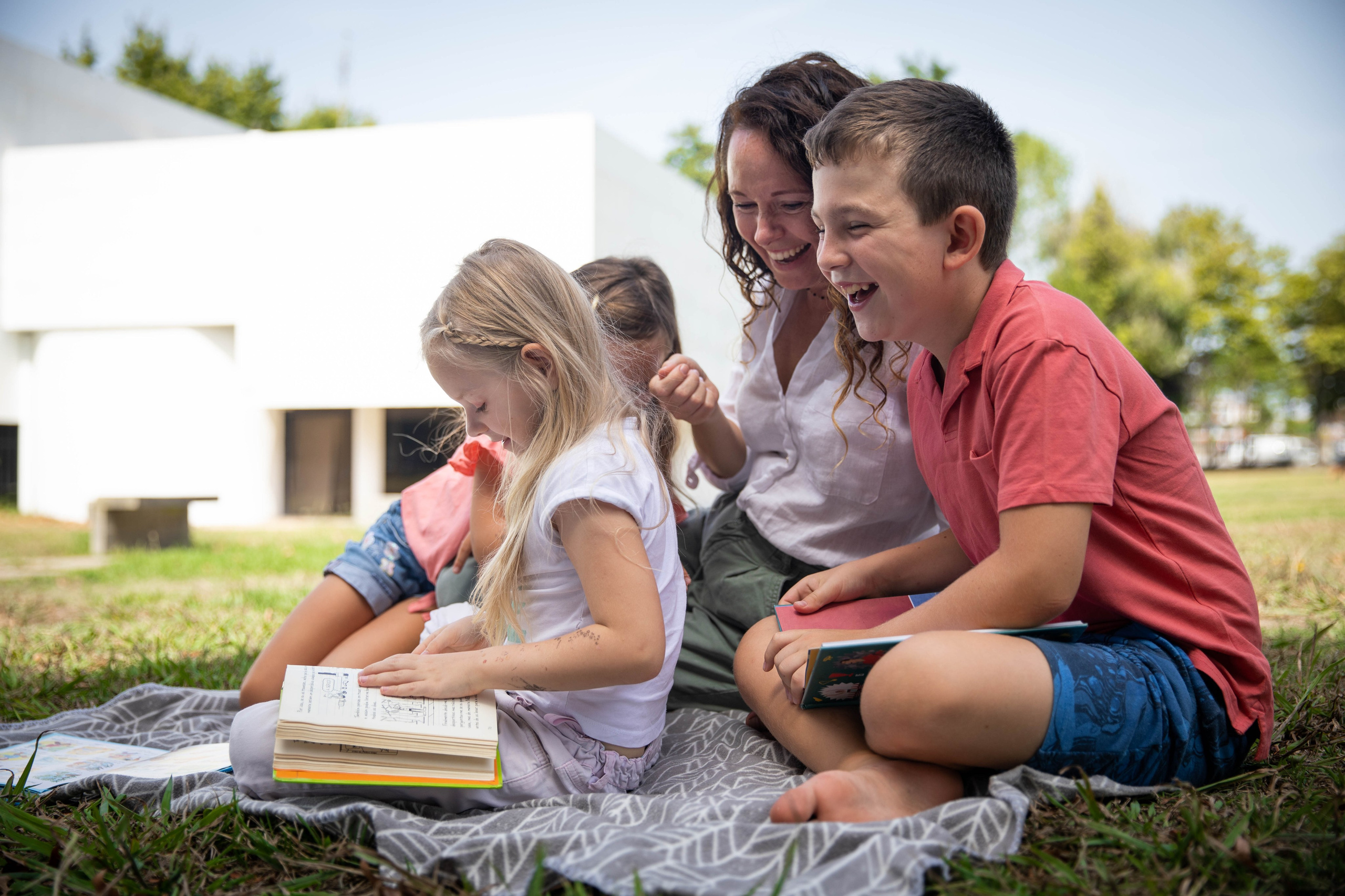 A lively moment in the library, where young minds discover new adventures in stories