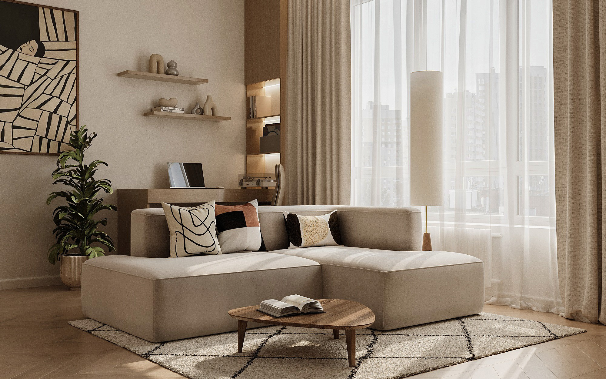 ЖК Дубрава 54,8 м² (для студии Renome). 3д визуализация интерьера