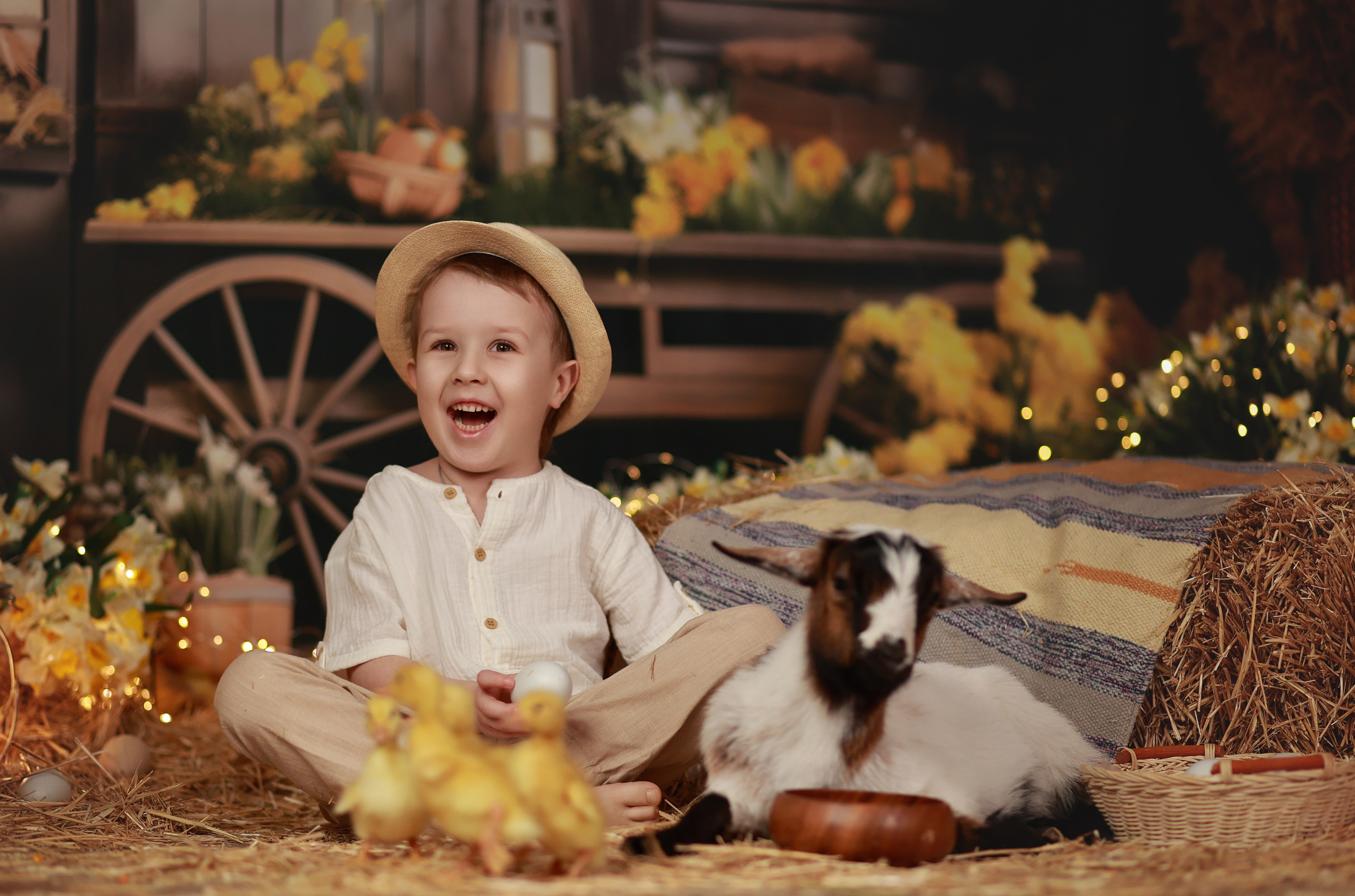 Фотопроект с козочкой и кроликами. Детский семейный фотограф Краснодар