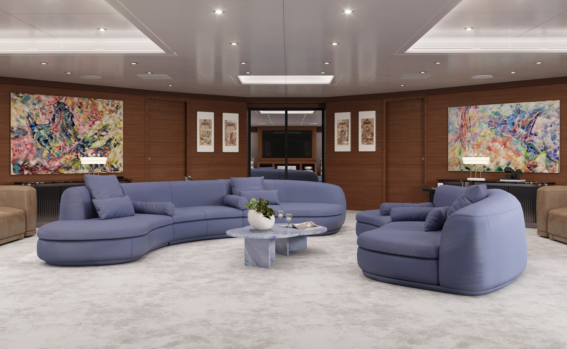 3 варианта гостиной на яхте. Дизайн Марина Павлюченкова. 3D визуализатор интерьеров Ксения Жарко