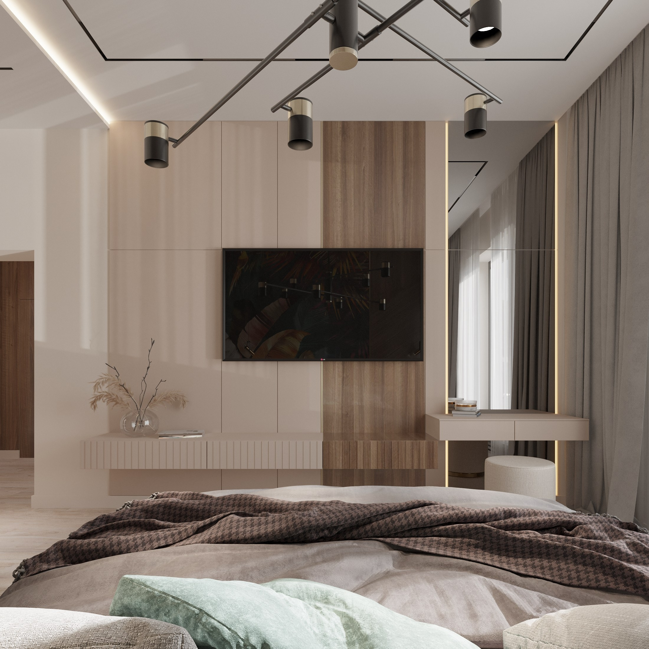 Фото визуализация интерьера мастер спальни