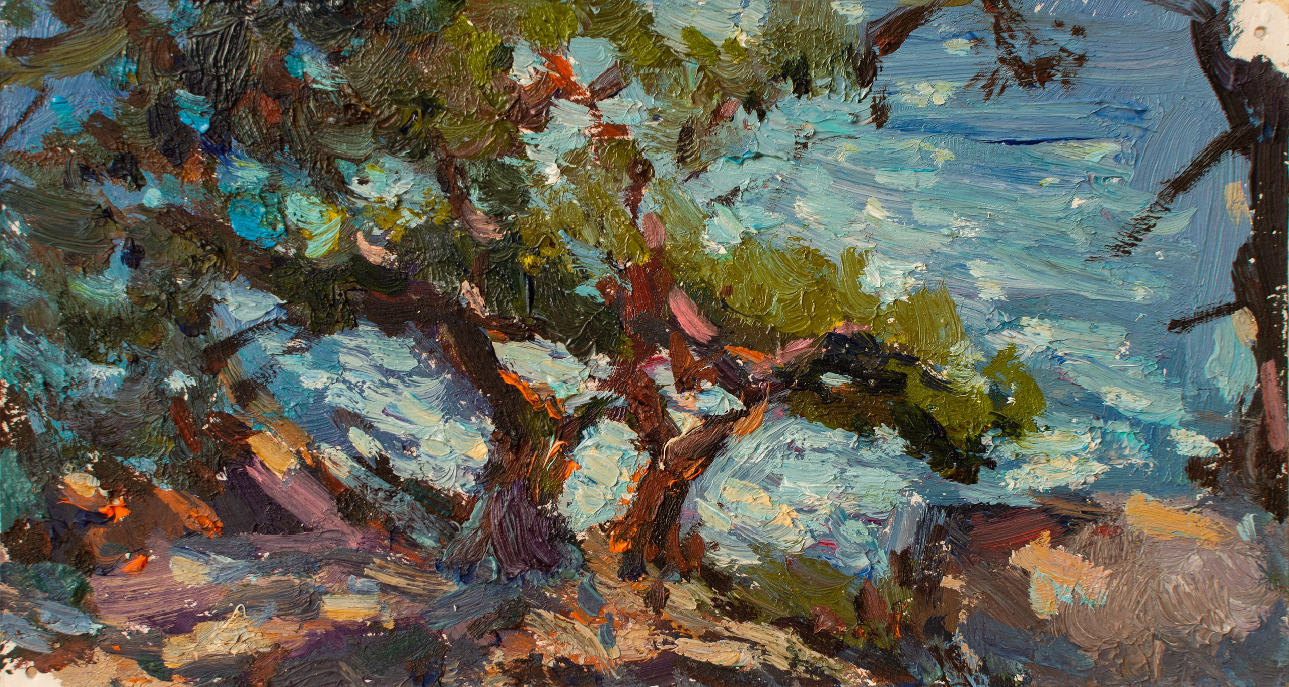 "Южный берег" картон, масло 8х15см, 2025