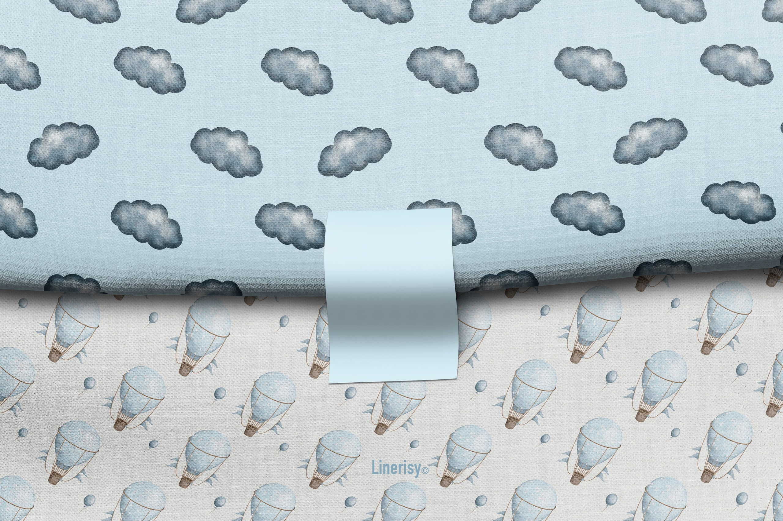 Коллекция «Зайка на воздушном шаре» — графические иллюстрации, композиции и бесшовные паттерны. Художник-иллюстратор Евгения Бекренёва