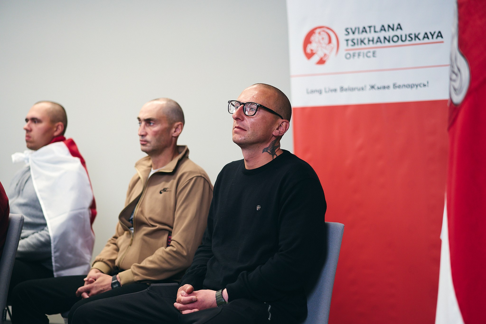 Press conference with Sviatlana Tsikhanouskaya and released political prisoners. Photographer in Vilnius
