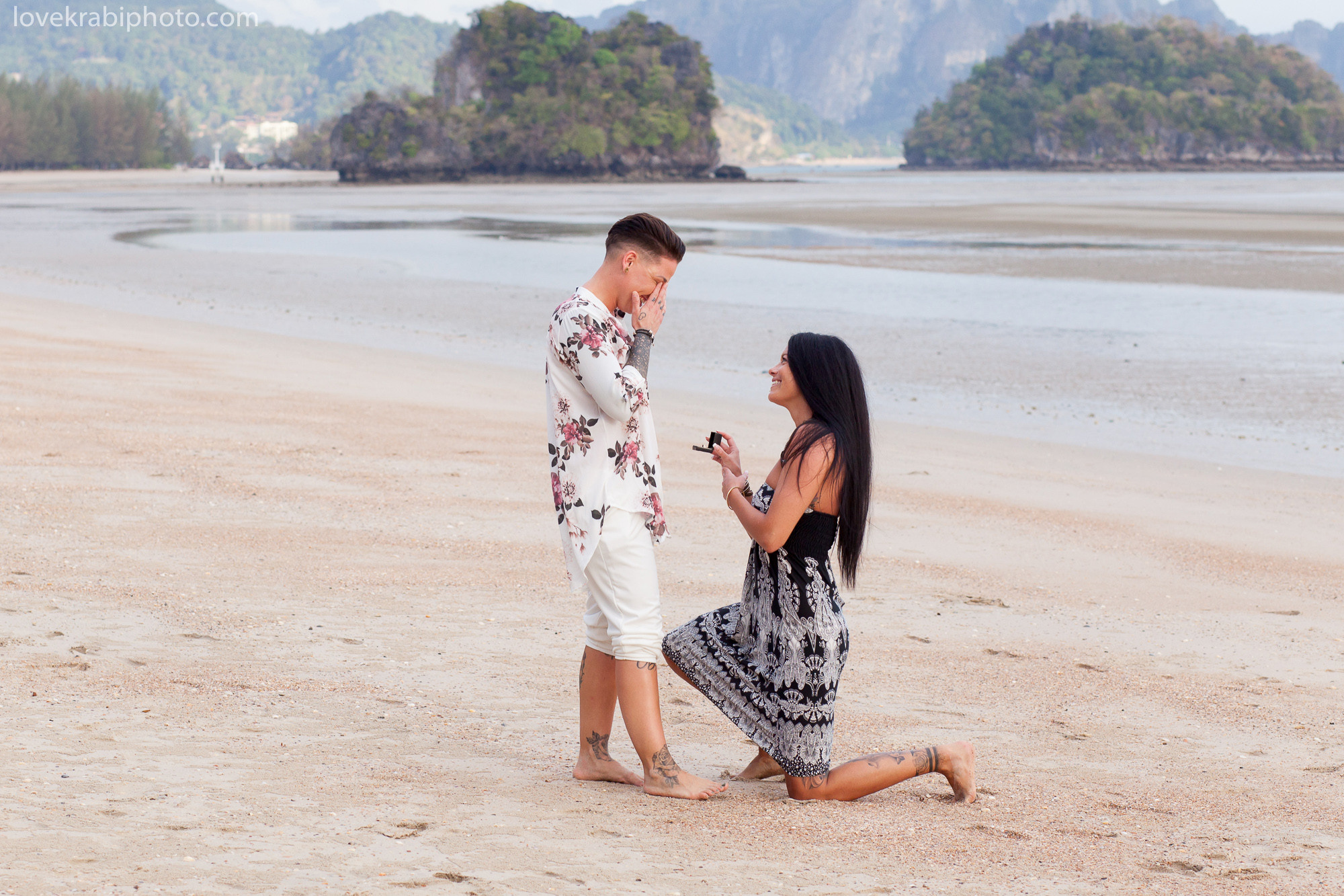 krabi proposal photography, thailand photographer, holiday in thailand, krabi beach, lgbt proposal thailand, lgbt pride krabi, she said yes, krabi ao nang beach, koh lanta photographer