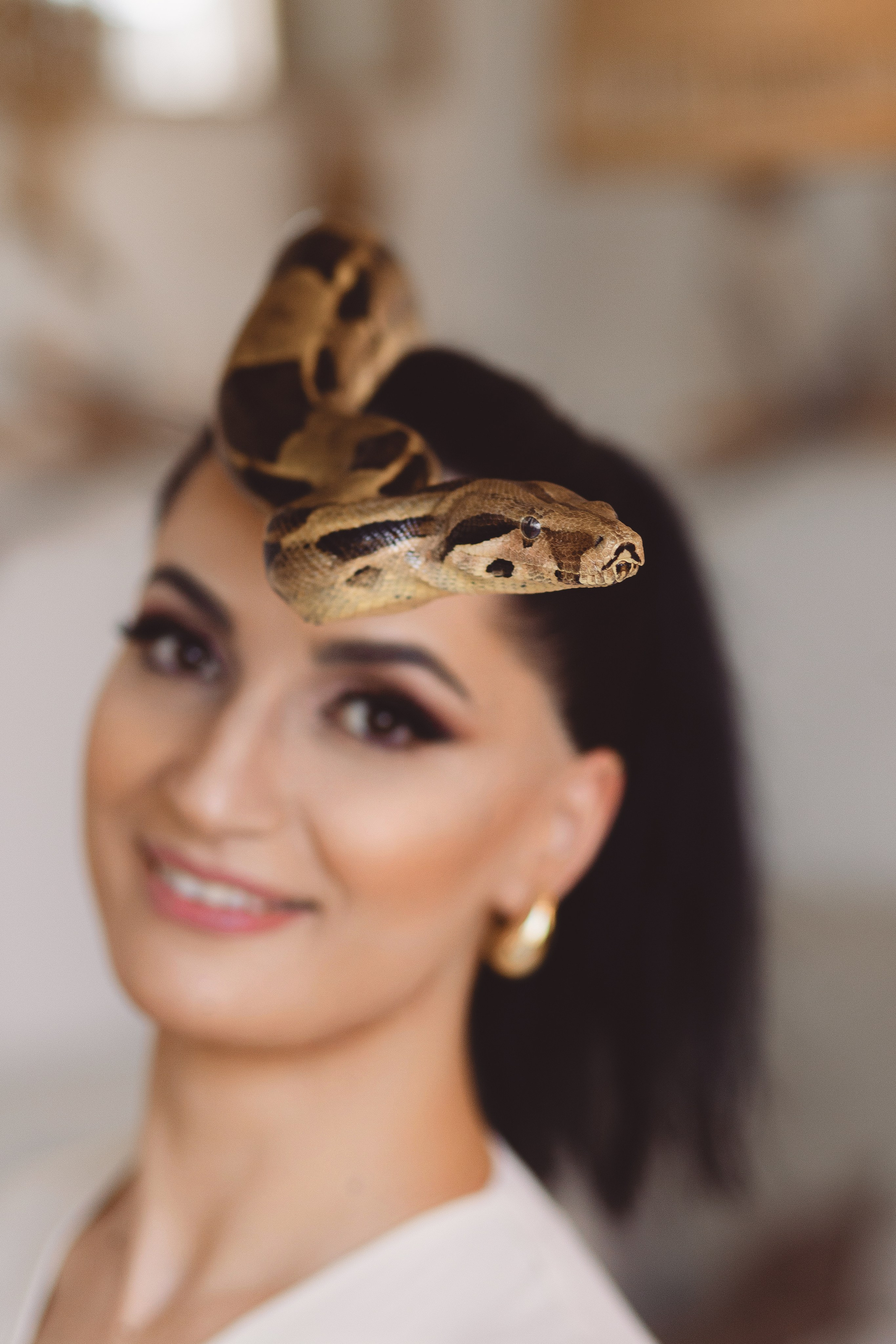 Женская фотосессия в студии со змеей в стиле Бохо. Фотограф в Санкт-Петербурге, Анна Скворцова