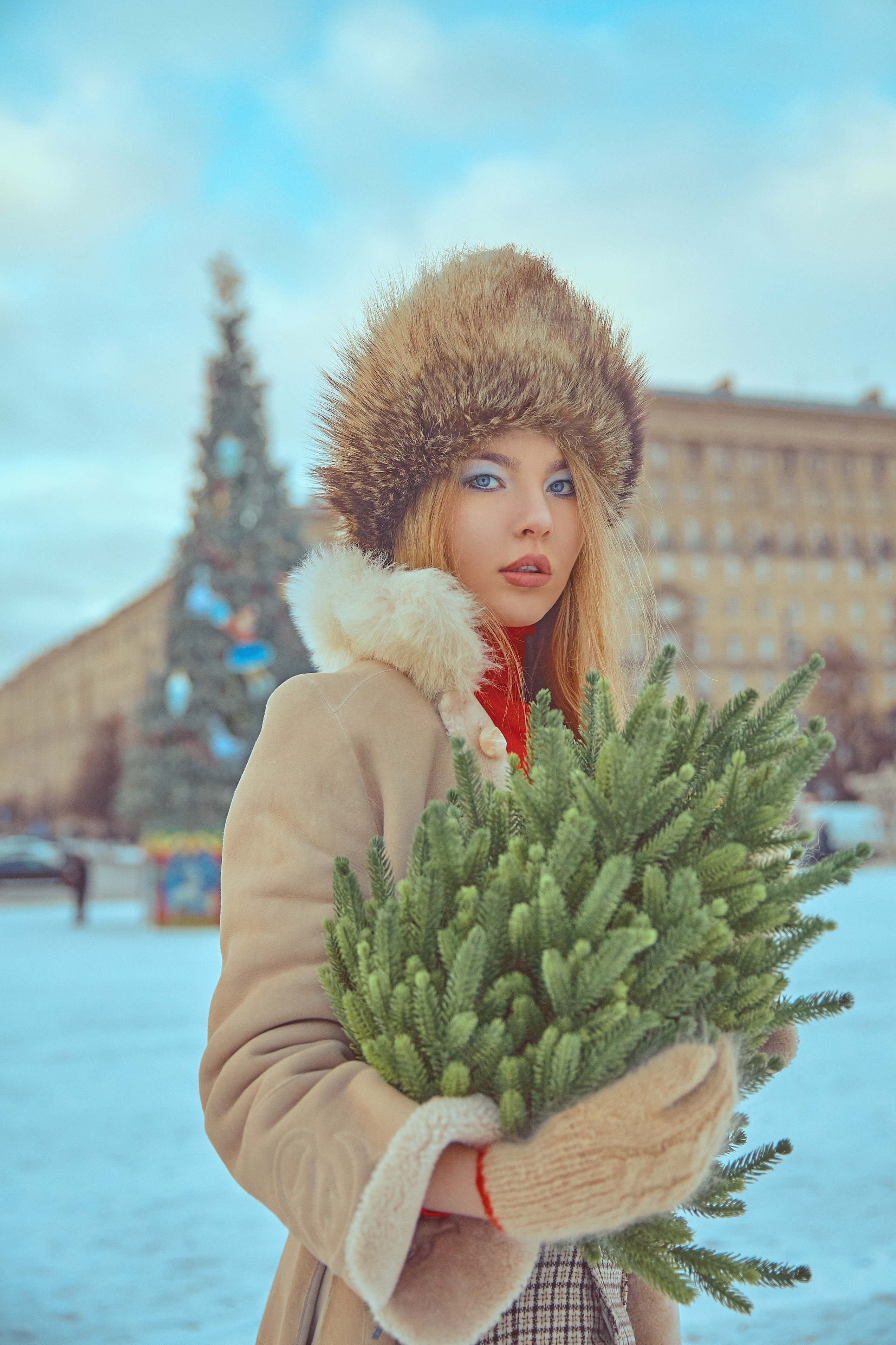 Новогоднее фото девушки в стиле советского союза