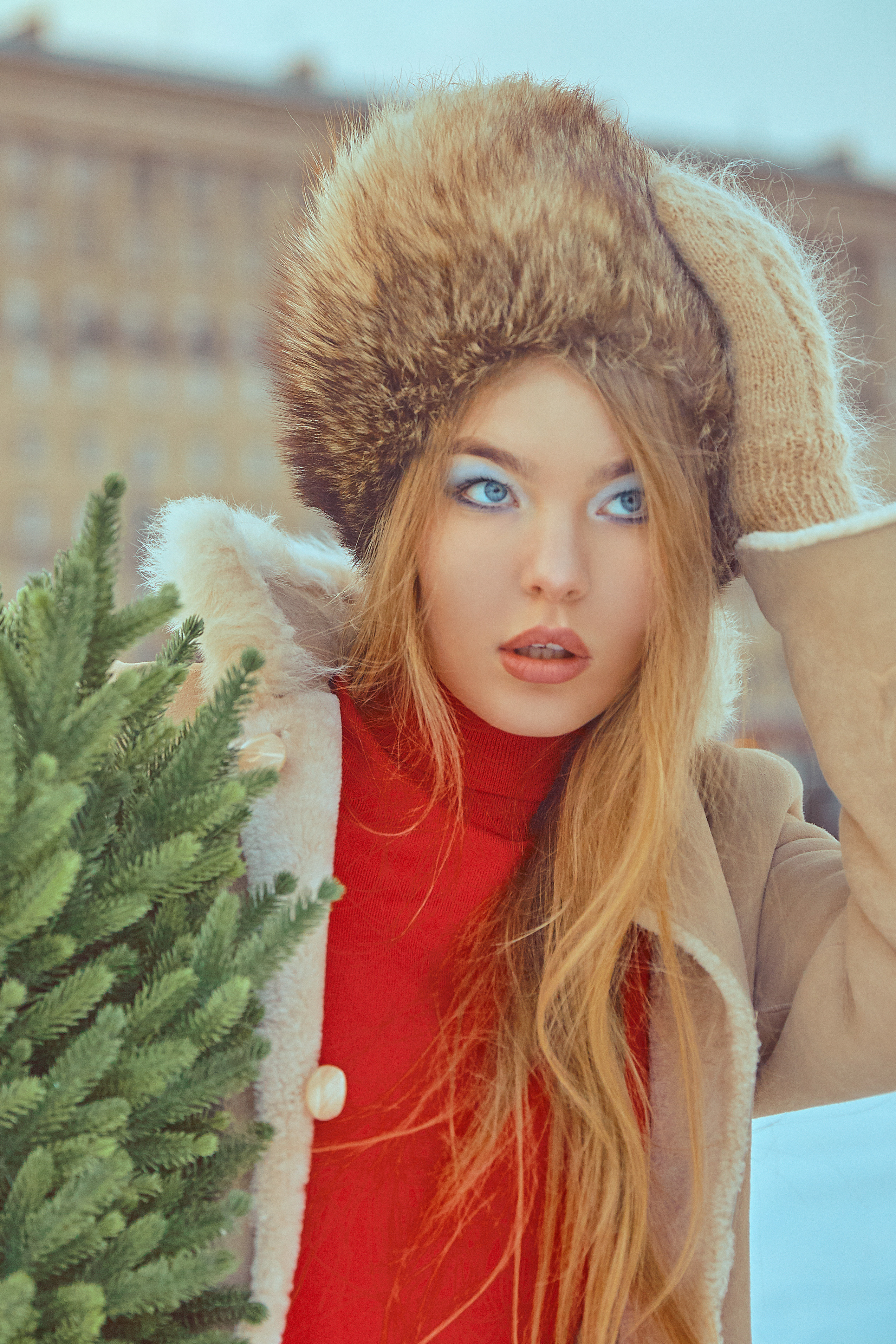 новогодний портрет с елкой в стиле СССР