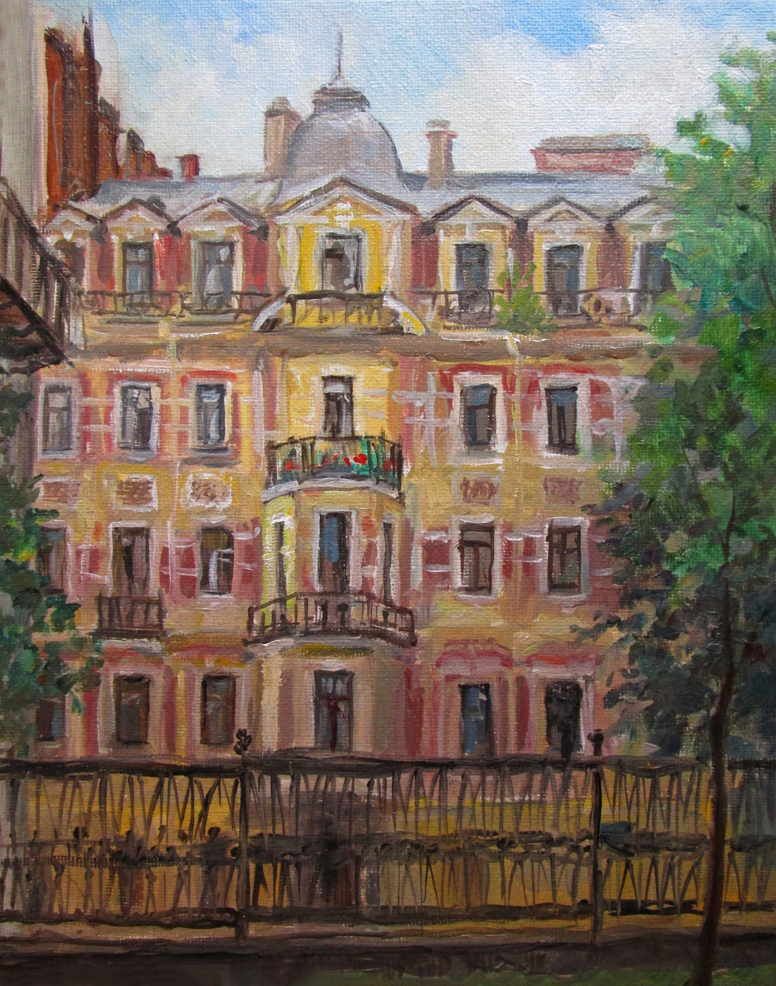 "Дом напротив Юсуповского сада", холст / масло, 2018