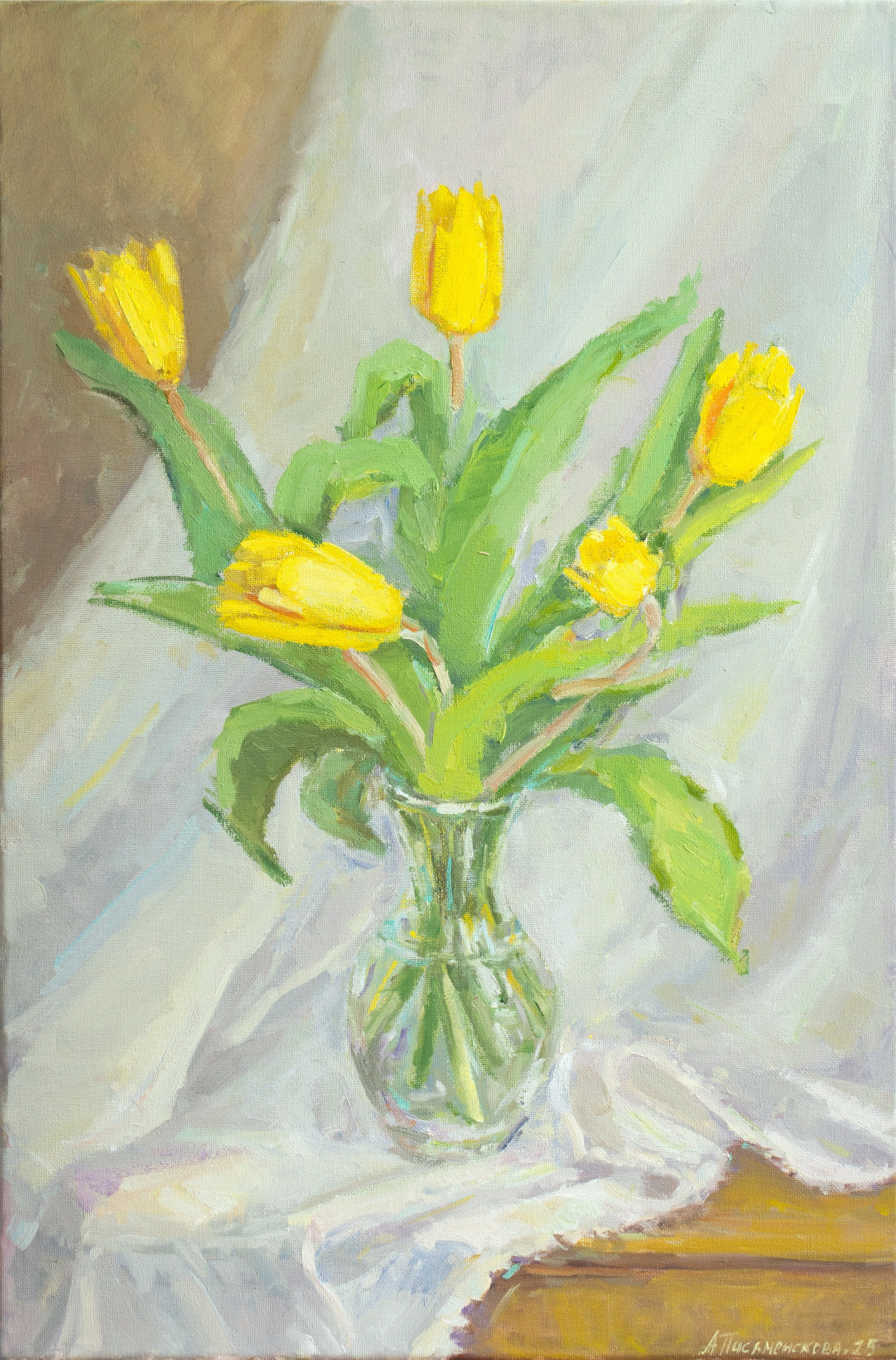 "Желтые тюльпаны", холст, масло 60х40 см, 2025