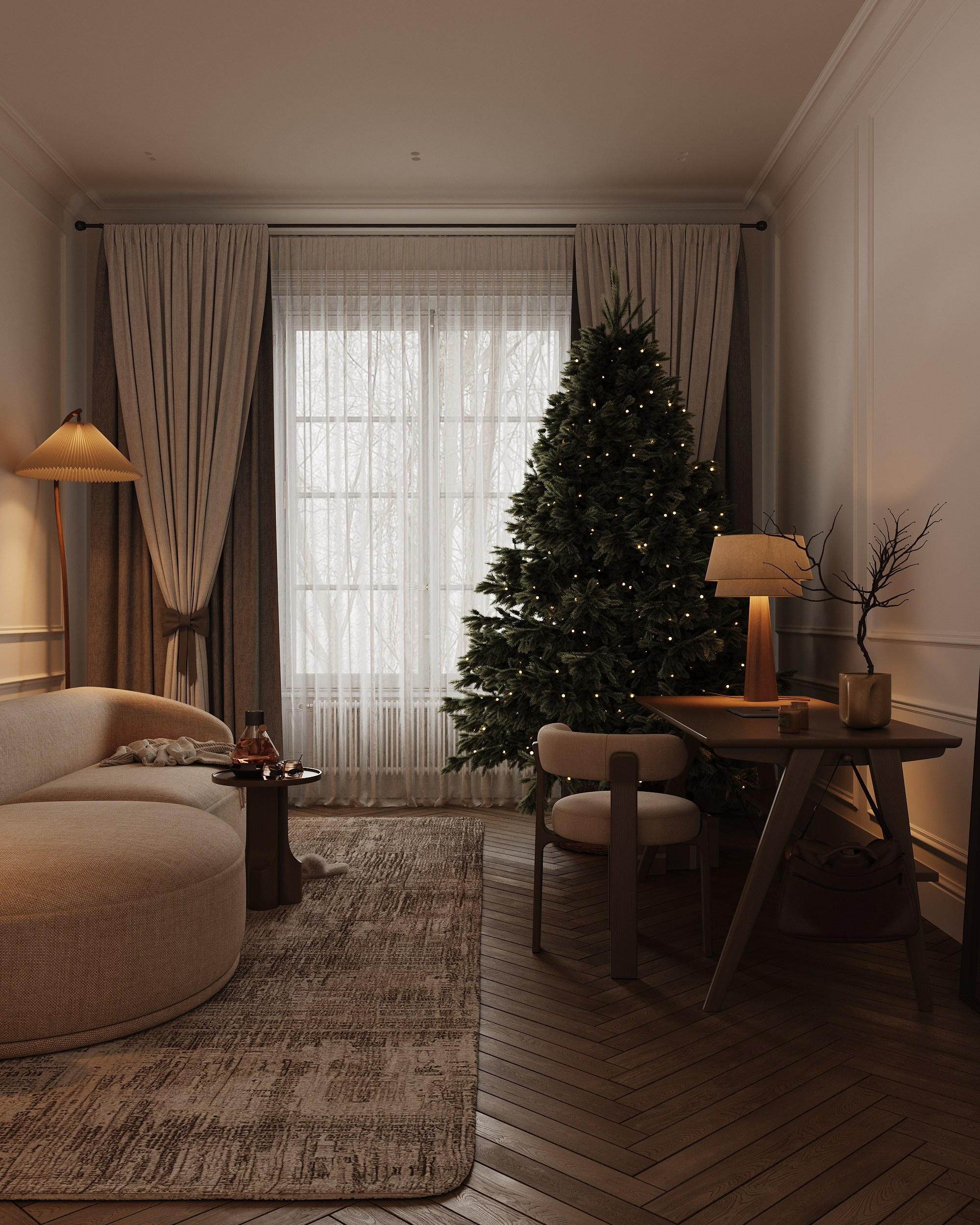 WINTER ATMOSPHERE. Interior 3D visualizer Liya Iskevich