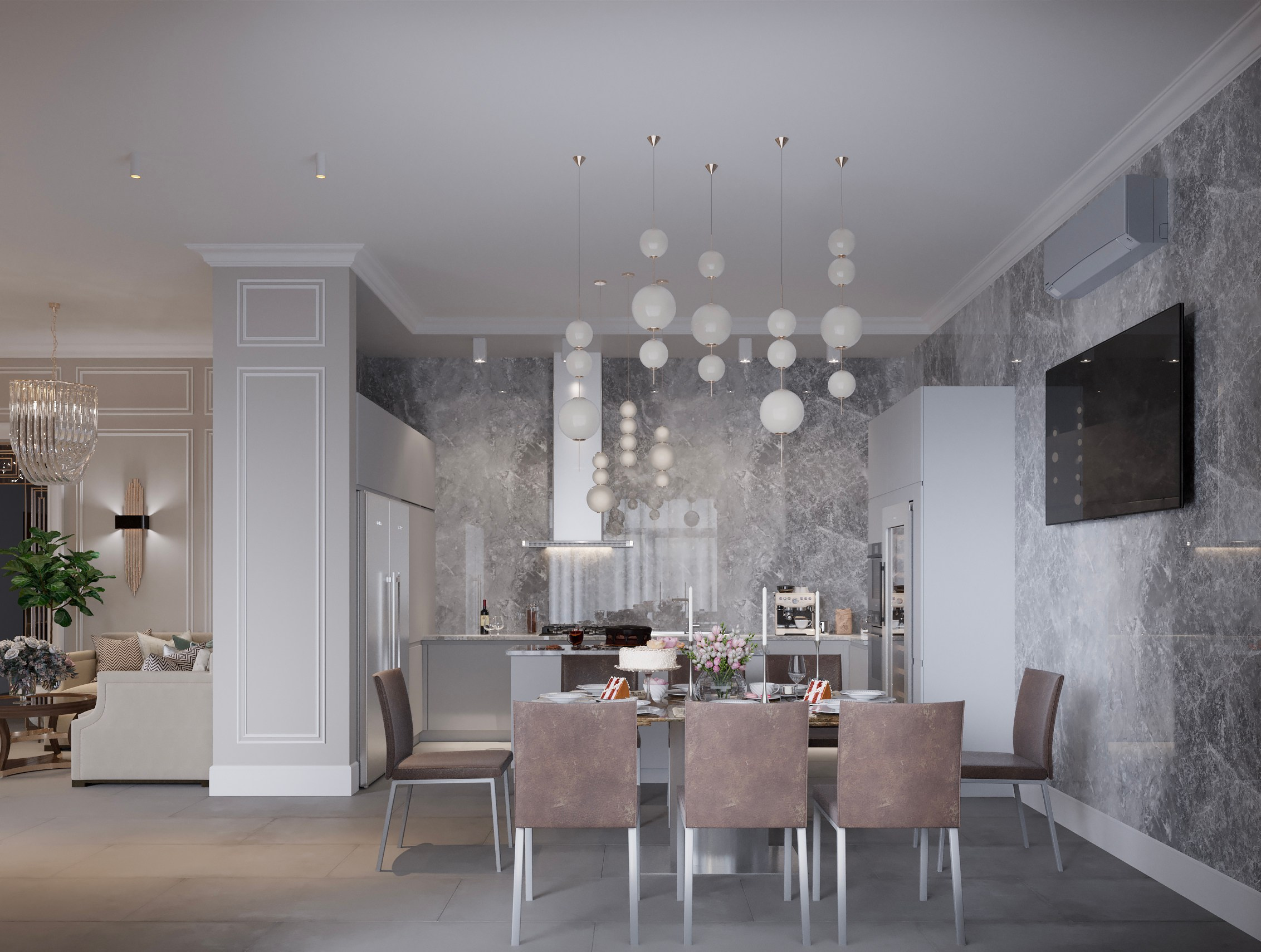 Coastal Cottage — Interior in Modern Classic Style. 3D INTERIOR AND ARCHITECTURE VISUALIZATION