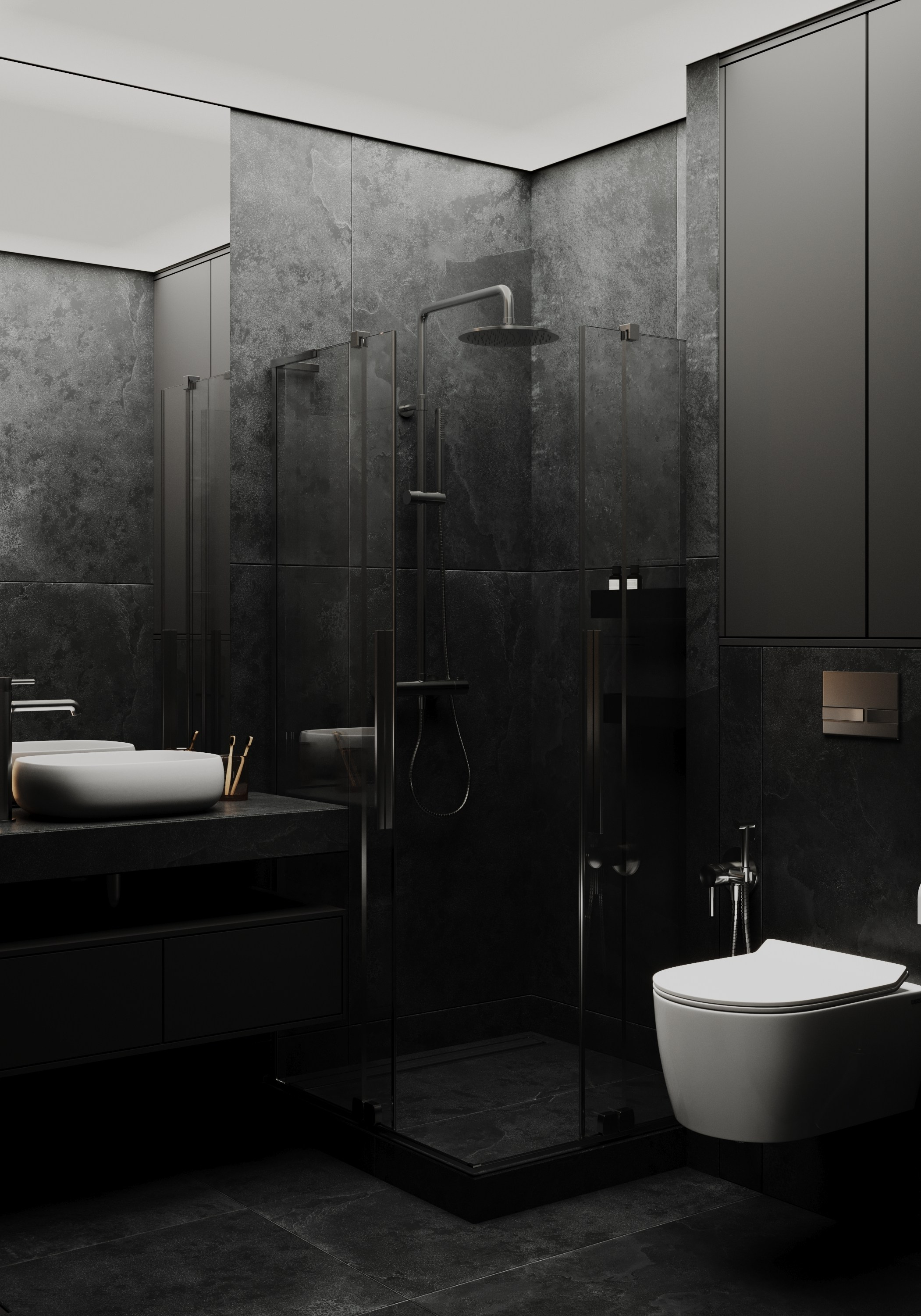 Санузел № 3. Визуализации интерьера