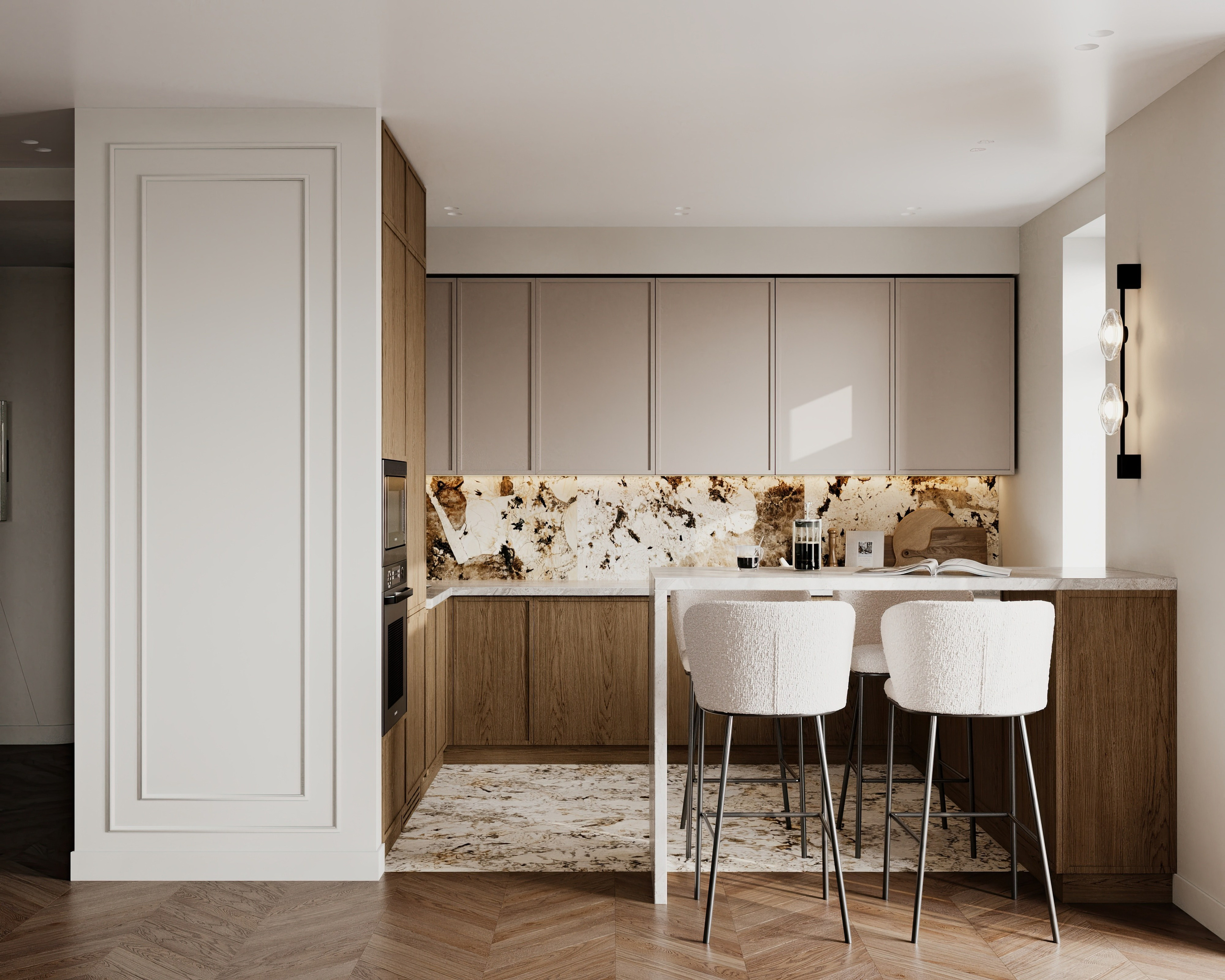 Полянка кухня-гостиная-прихожая-коридор. Визуализатор Векшина Елена