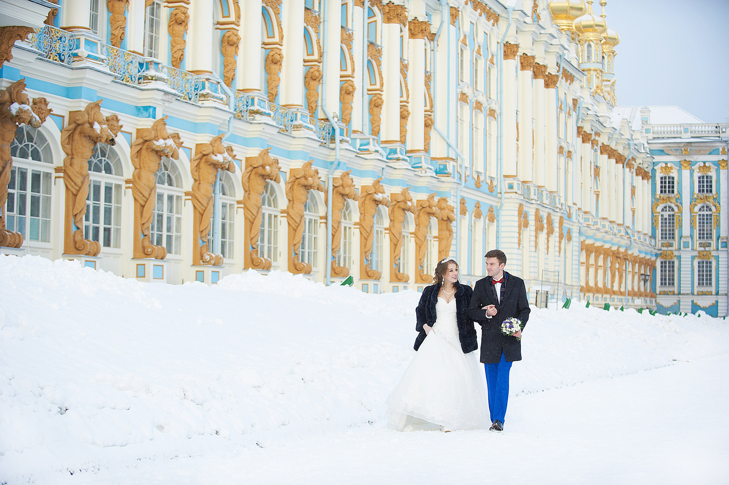 Надежда и Владислав (зимняя свадебная фотосессия в Пушкине в Екатерининском парке). Портретный, семейный и свадебный фотограф в Санкт-Петербурге и в Пушкине Ширяев Денис