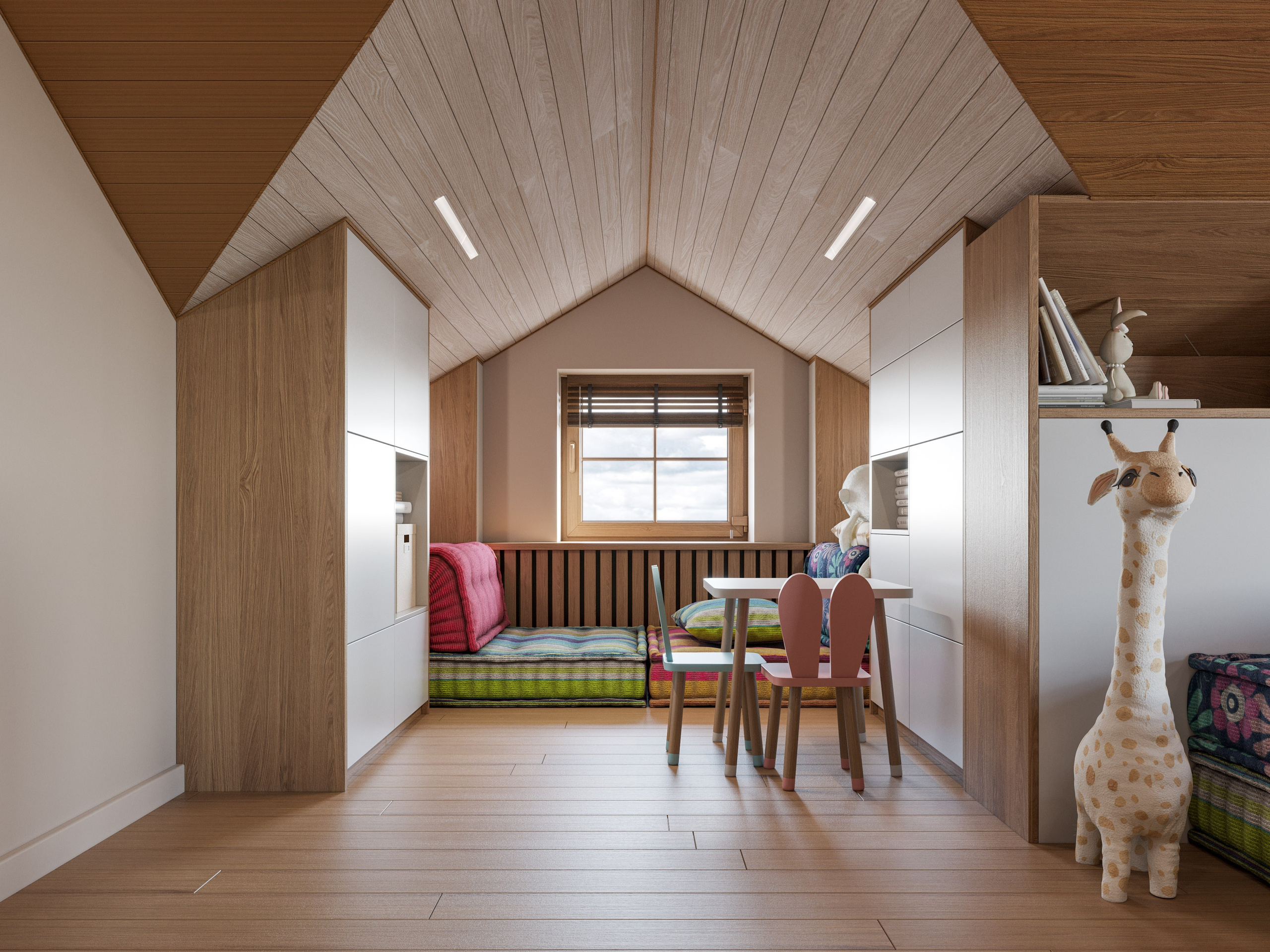 Детская зона отдыха с цветным диваном