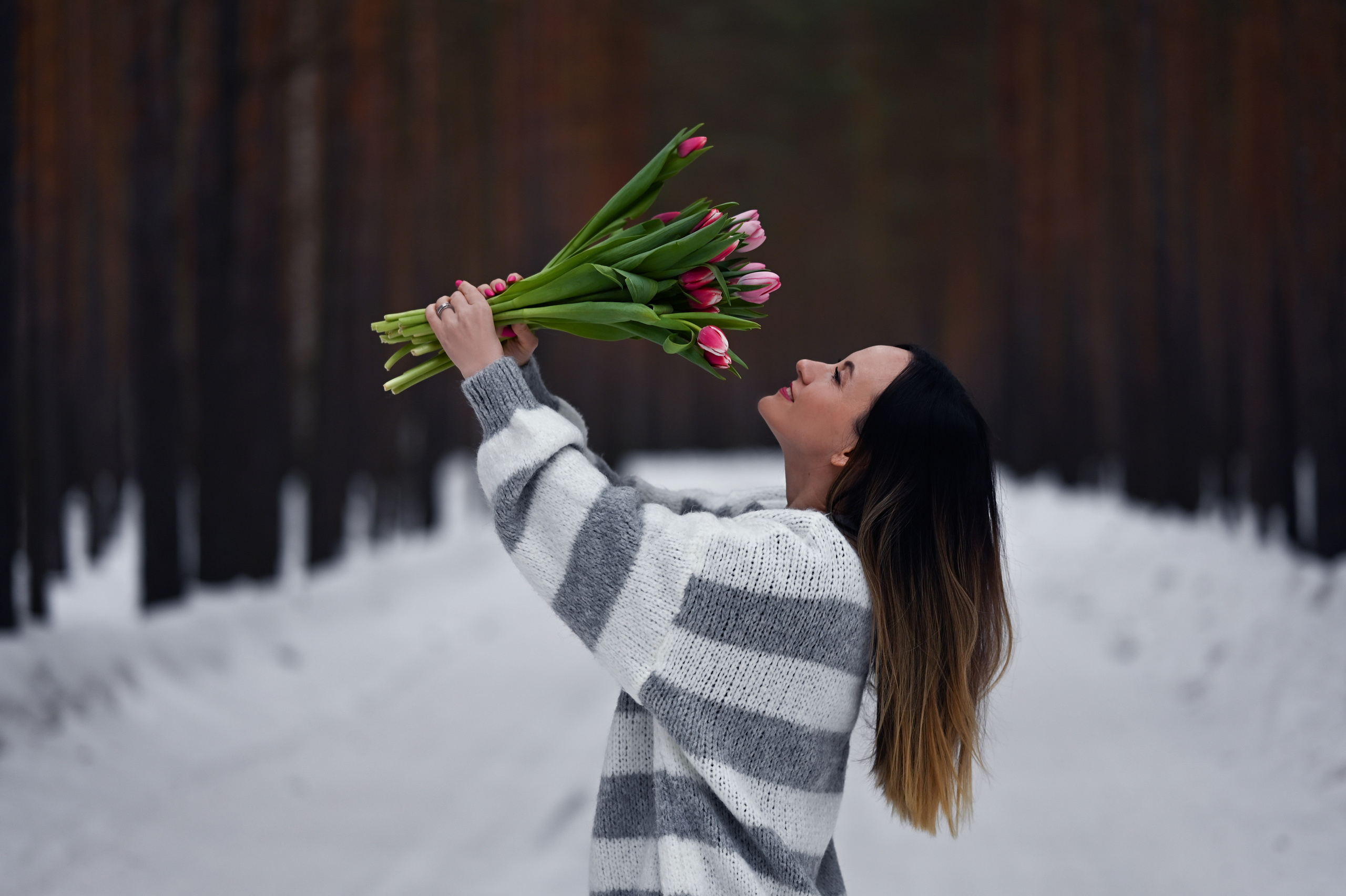 Фотосессия портретная с тюльпанами