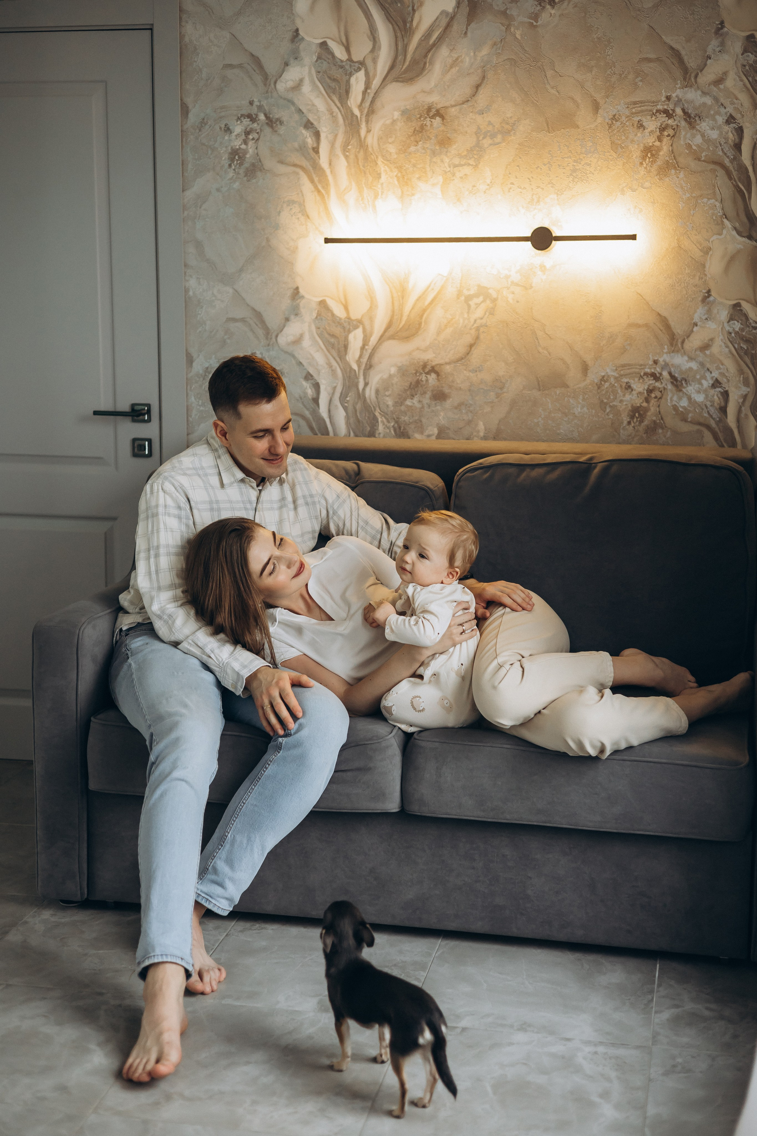 Юлия, Максим и малыш Ефим. Семейный, домашний, ньюборн фотограф Москва Цветкова Елизавета