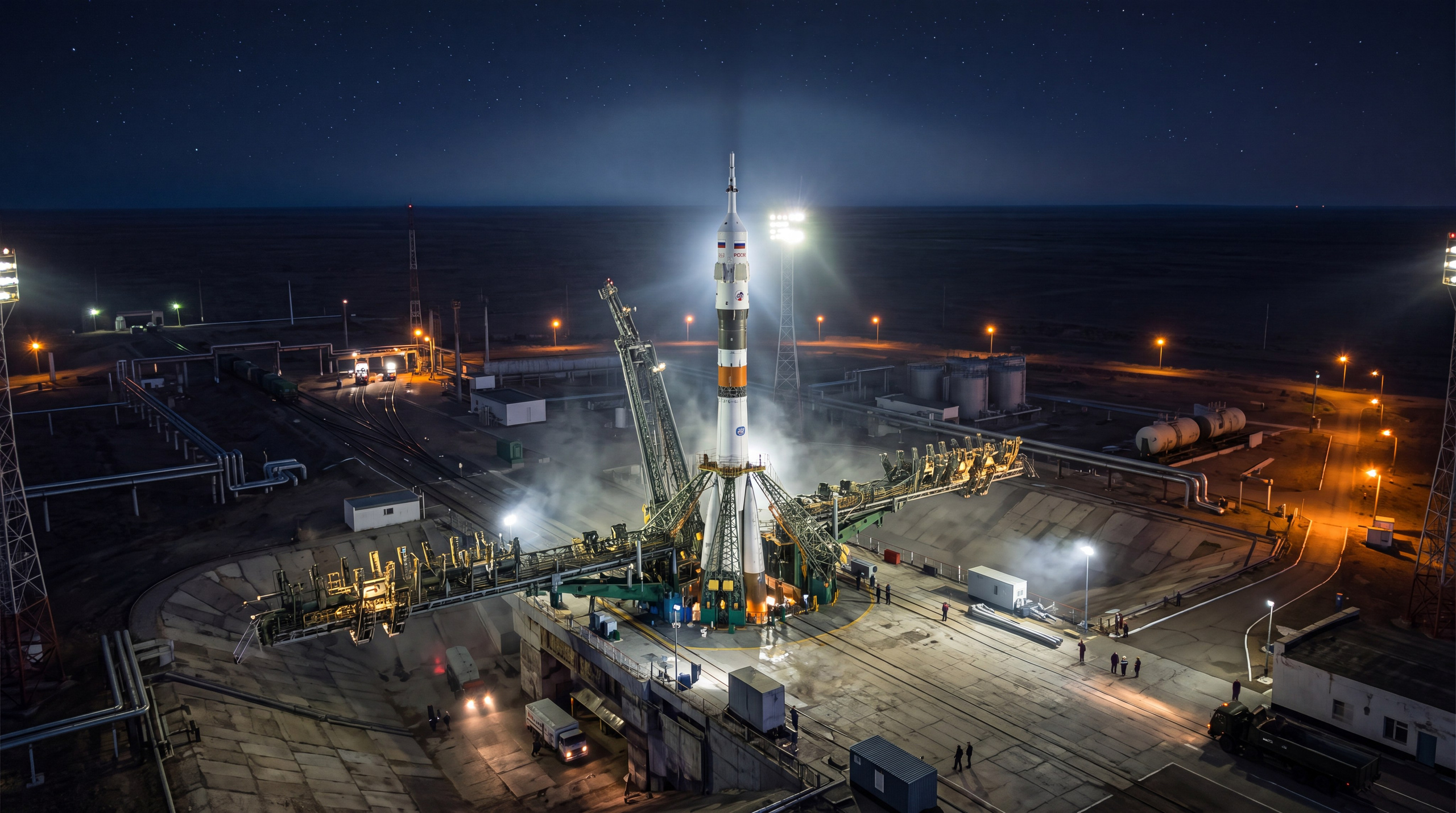 видеопродакшн Москва — ночной аэрокадр комплекса созданный нейросетью