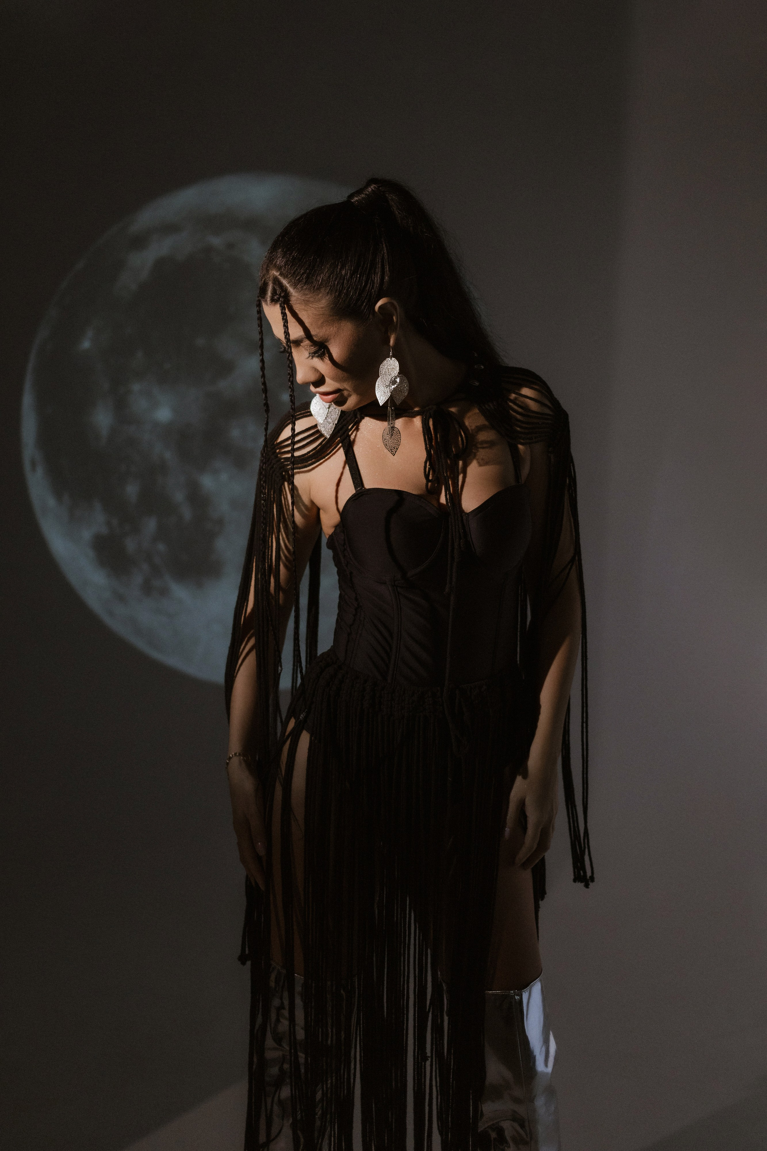 фотосессия с луной в студии