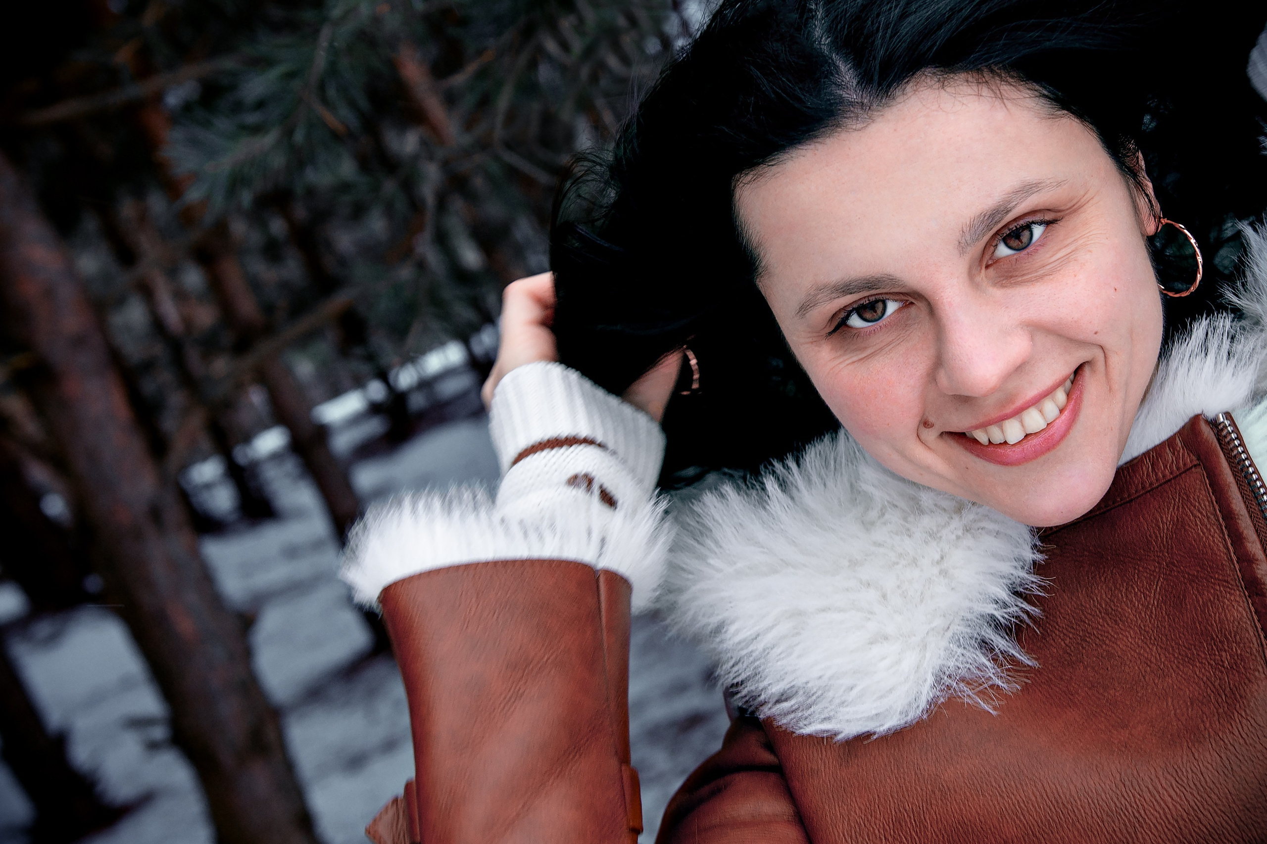 Фотосессия с собакой в зимнем лесу