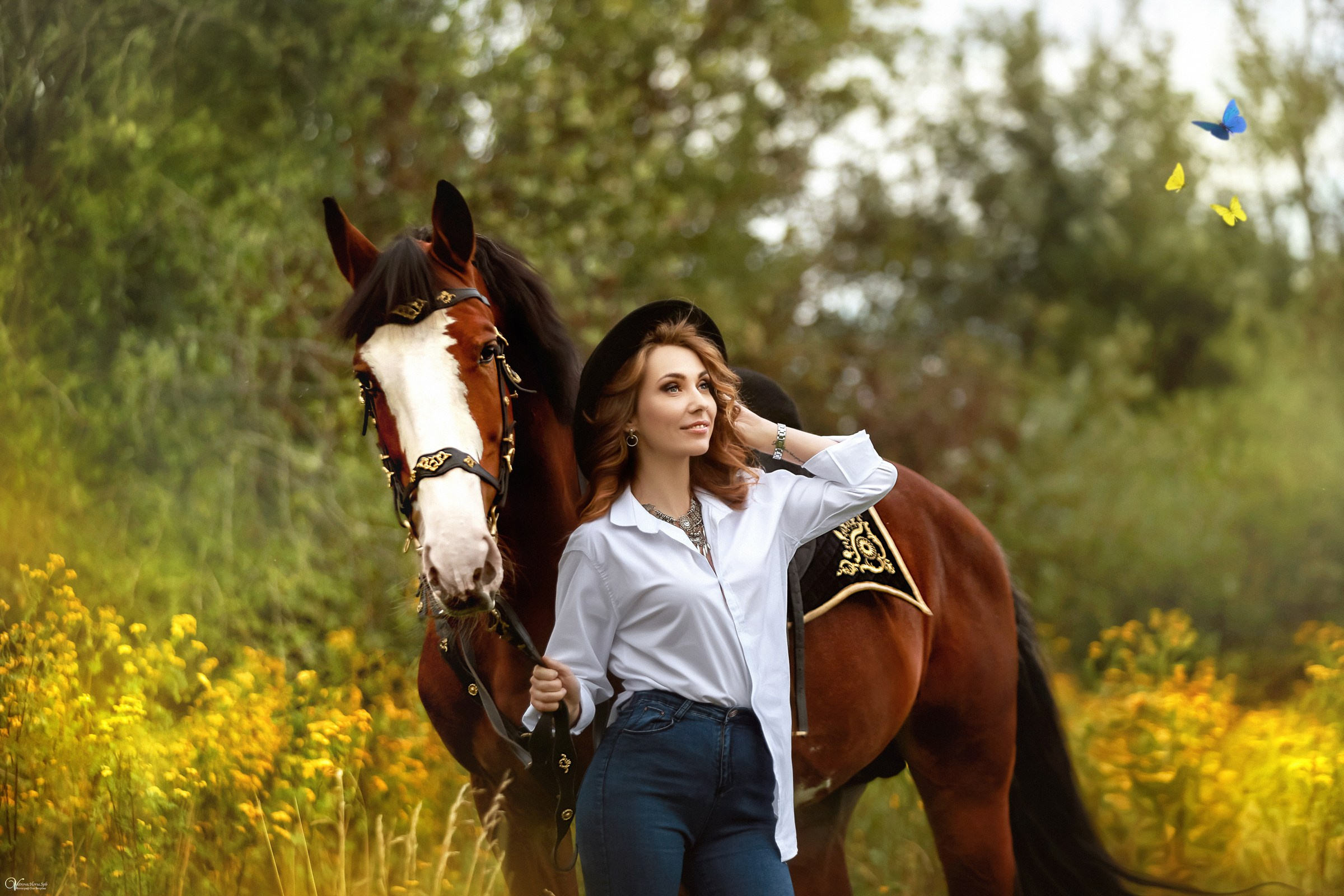 Фотосессии с лошадьми летом. Фотограф женский и мужской портрет Санкт-Петербург