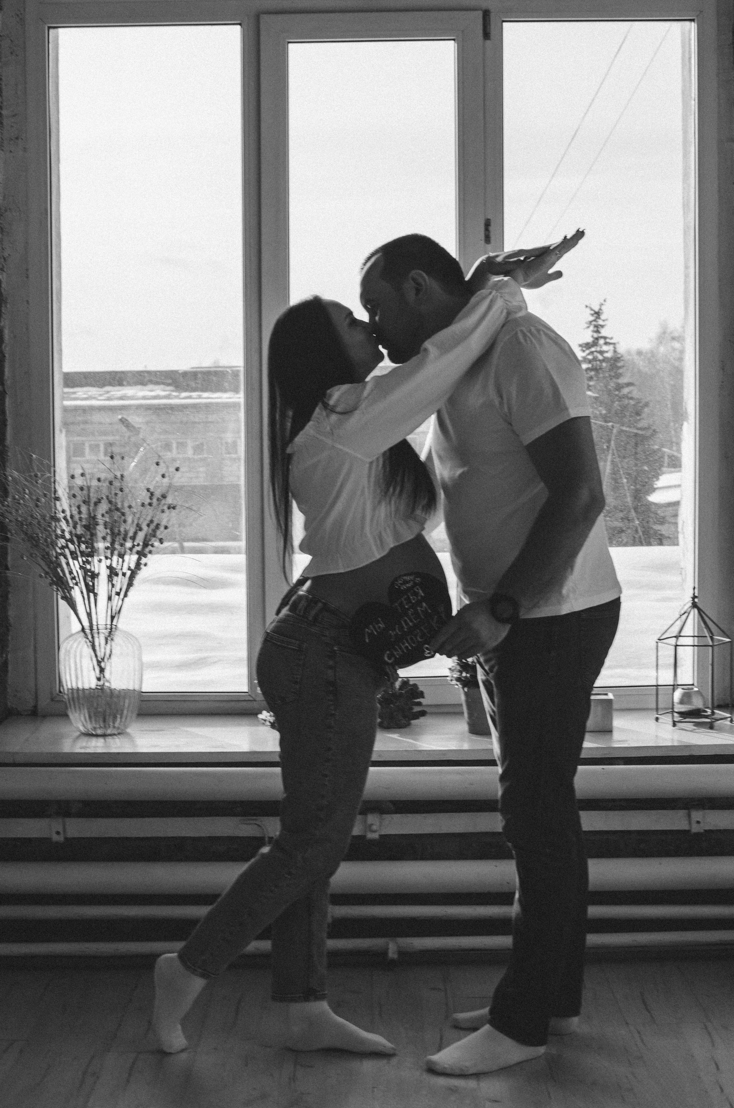 Жена и муж на фотостудии