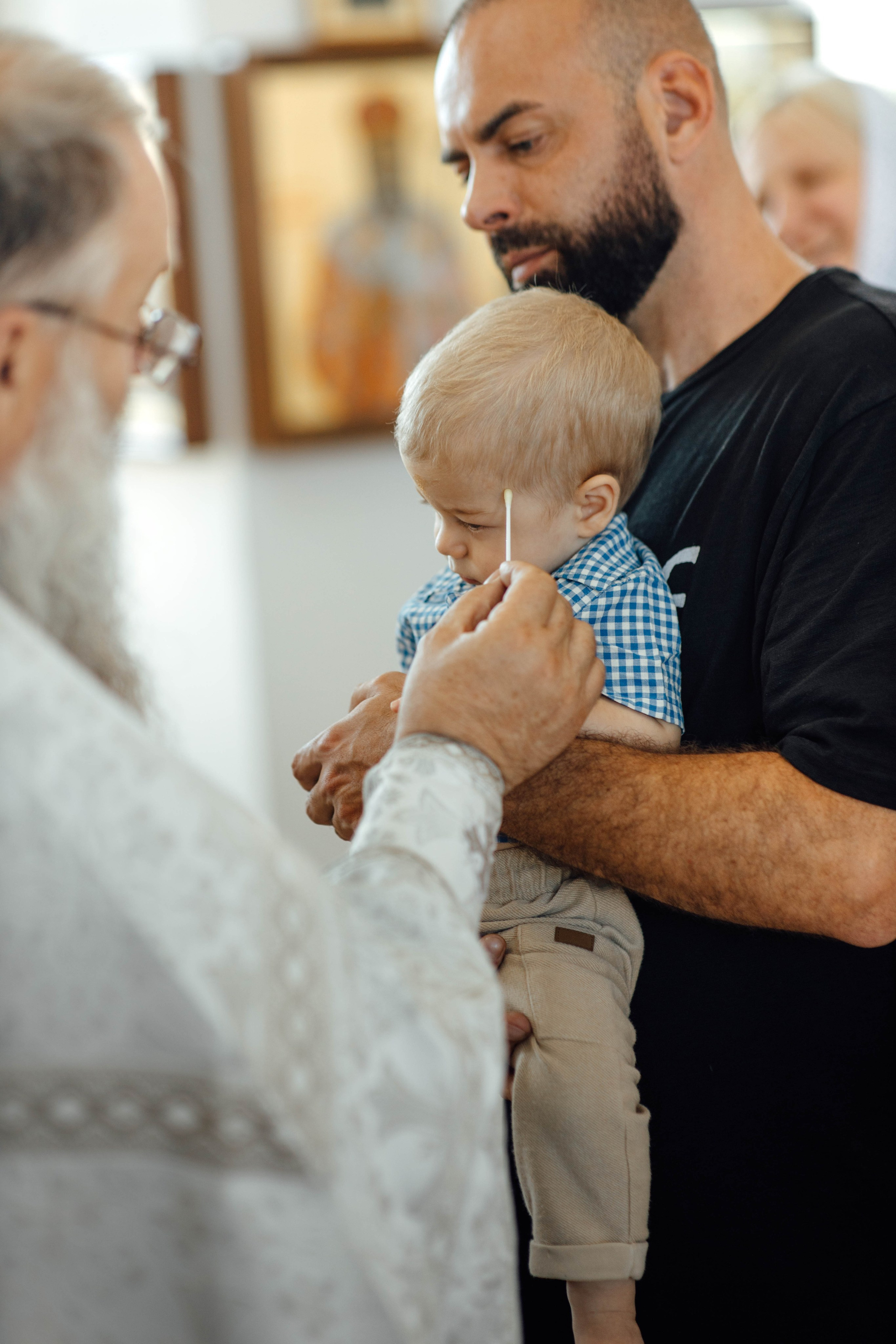 Крещение Энвера (Михаила), д. Колядищи, храм Успения Пр. Богородицы, август 2025