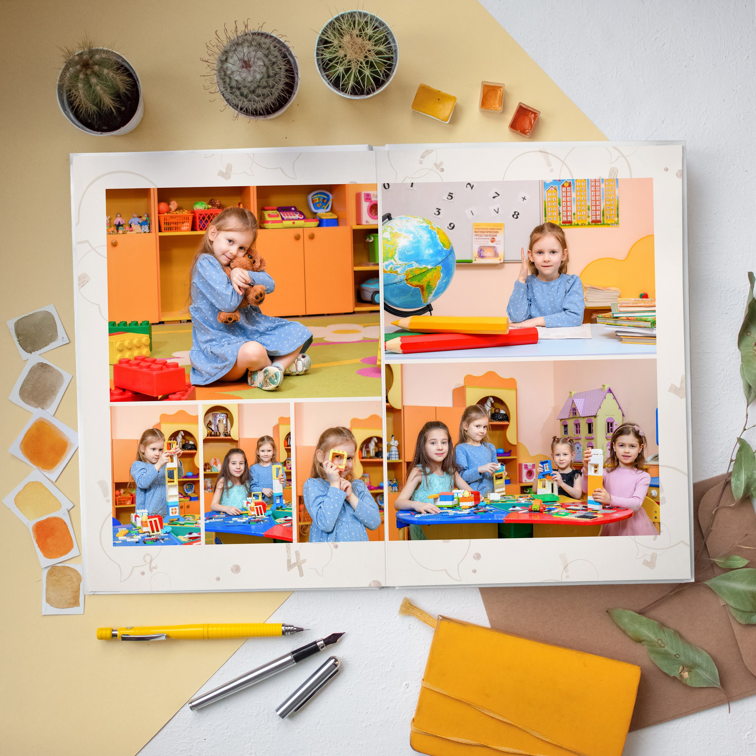 Выпускной альбом для детского сада. Индивидуальный разворот. Школьный и детский фотограф в Москве Первенцева Елена.