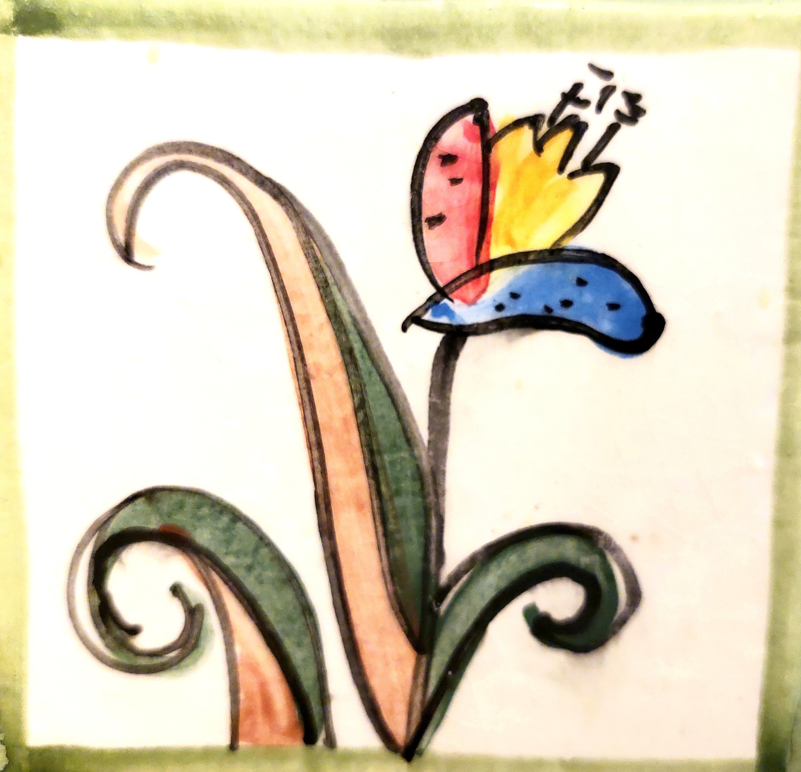 Много плиток-цветочков. Керамика с историей. Елена Рогалёва