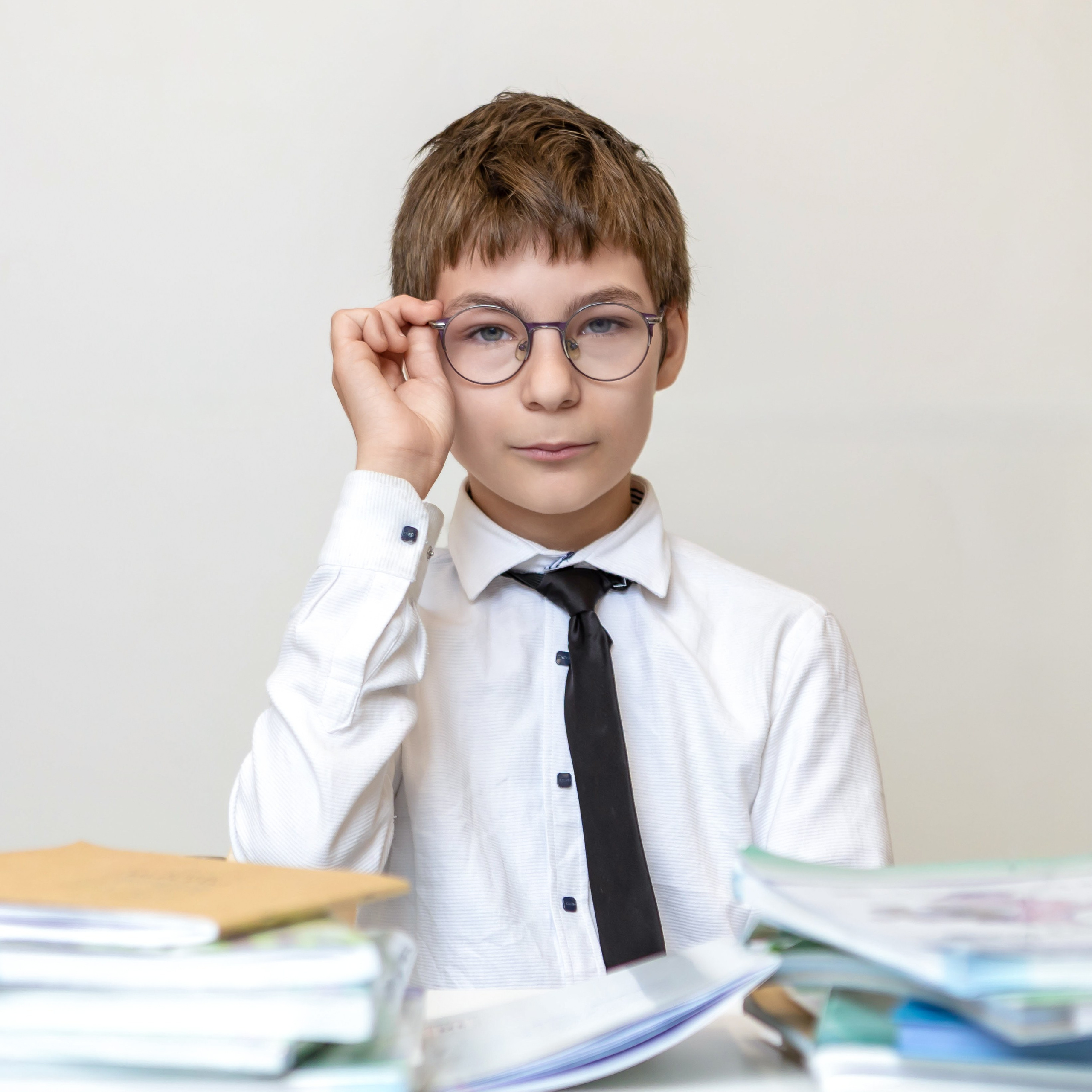 Мальчик с книгой на голове, портретная фотосессия