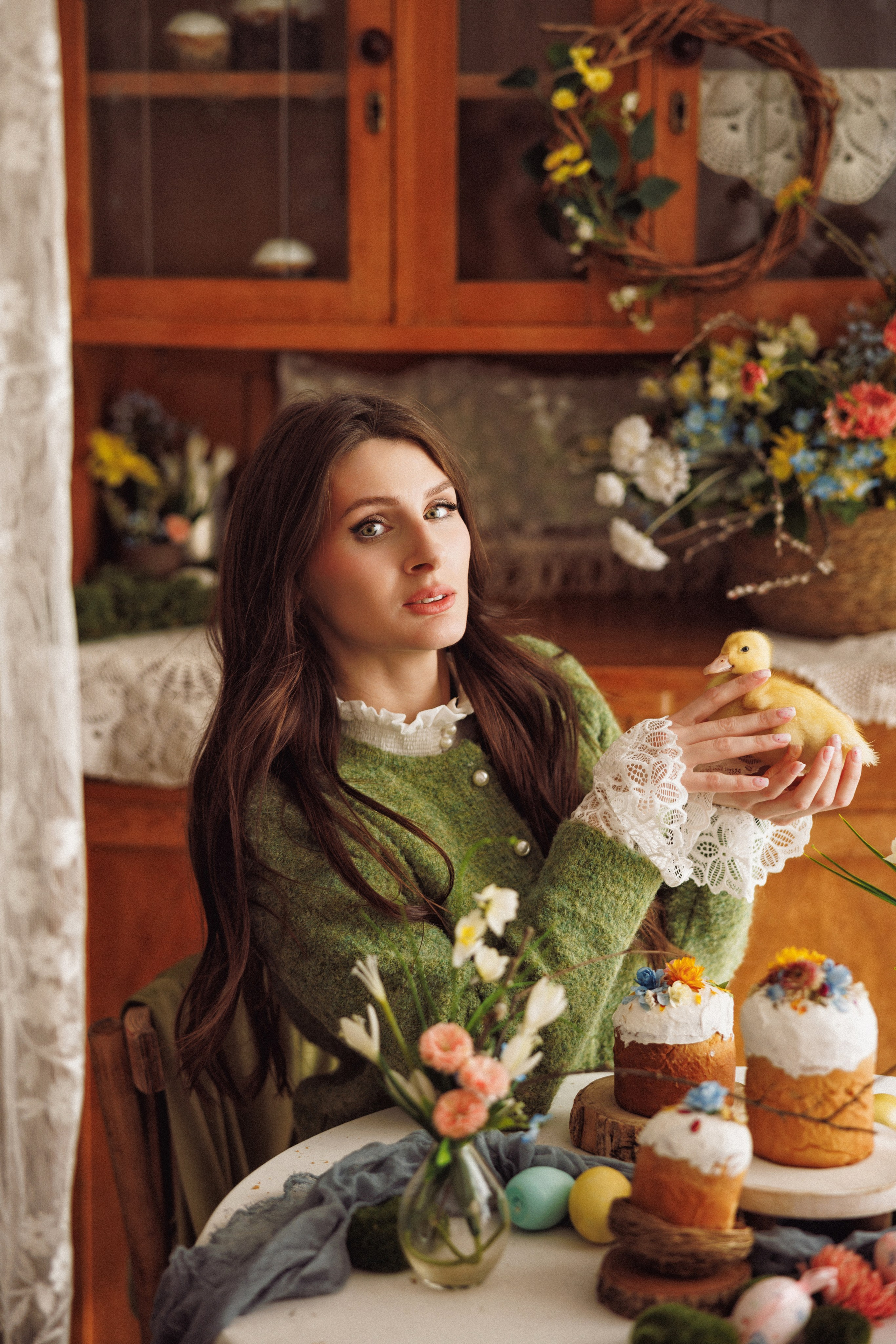 Пасхальная фотосессия с животными (утята, козлик и кролики), в фотостудии «Mestone» город Краснодар. Семейный и детский фотограф в Краснодаре Анна Трашкова