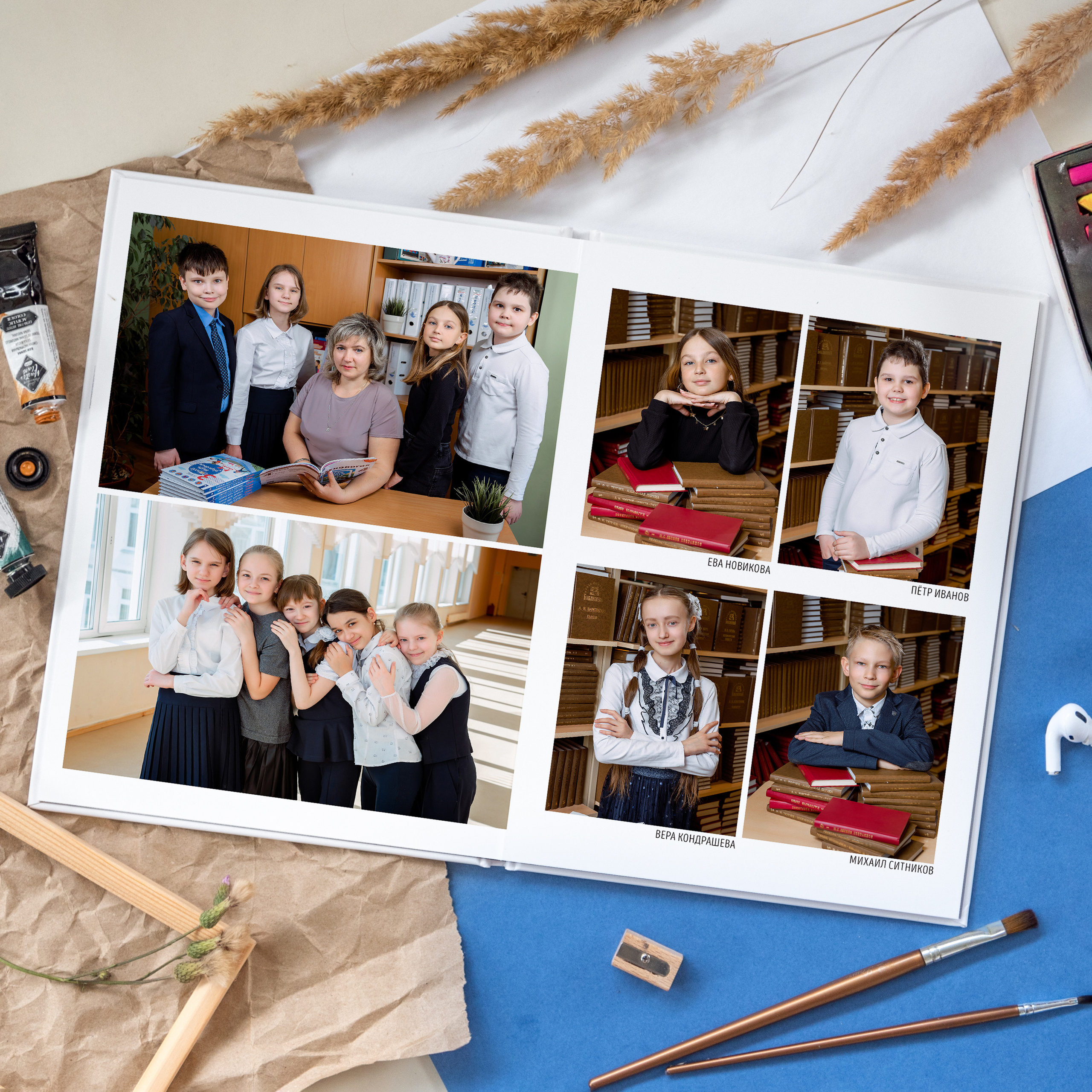 Примеры альбомов для 1-4 классов. Выпускные альбомы в Москве фотограф Алина Пащук