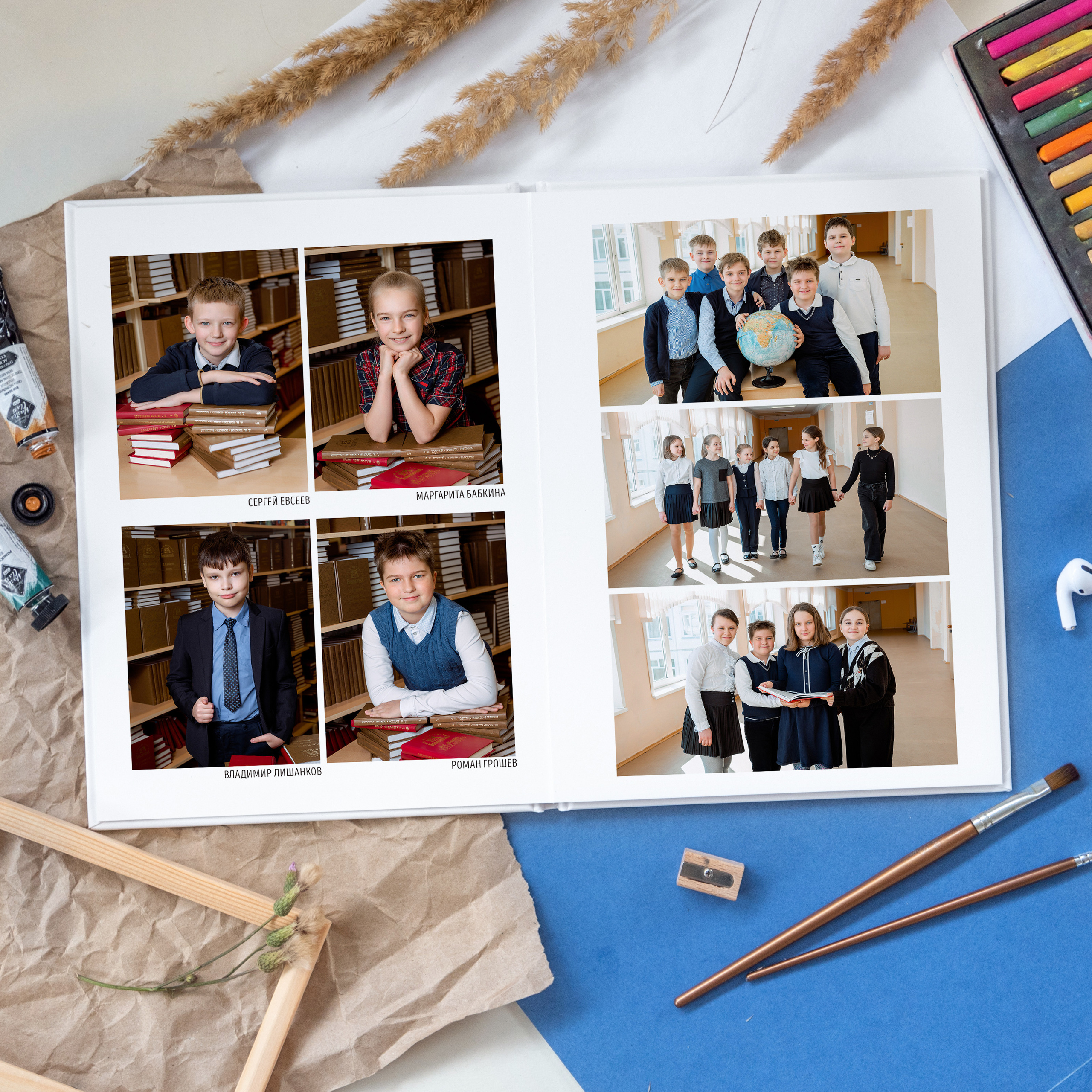 Примеры альбомов для 1-4 классов. Выпускные альбомы в Москве фотограф Алина Пащук