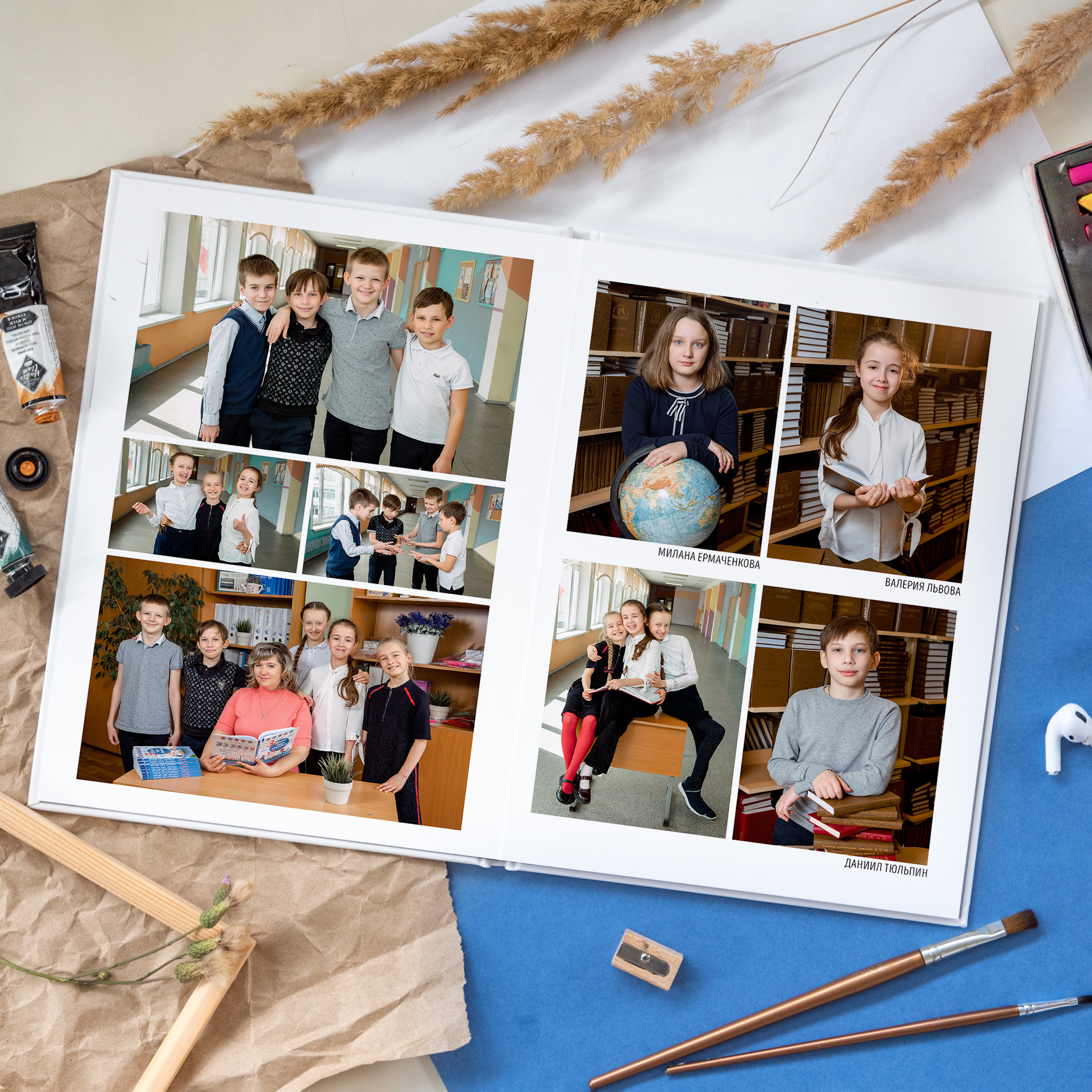 Примеры альбомов для 1-4 классов. Выпускные альбомы в Москве фотограф Алина Пащук