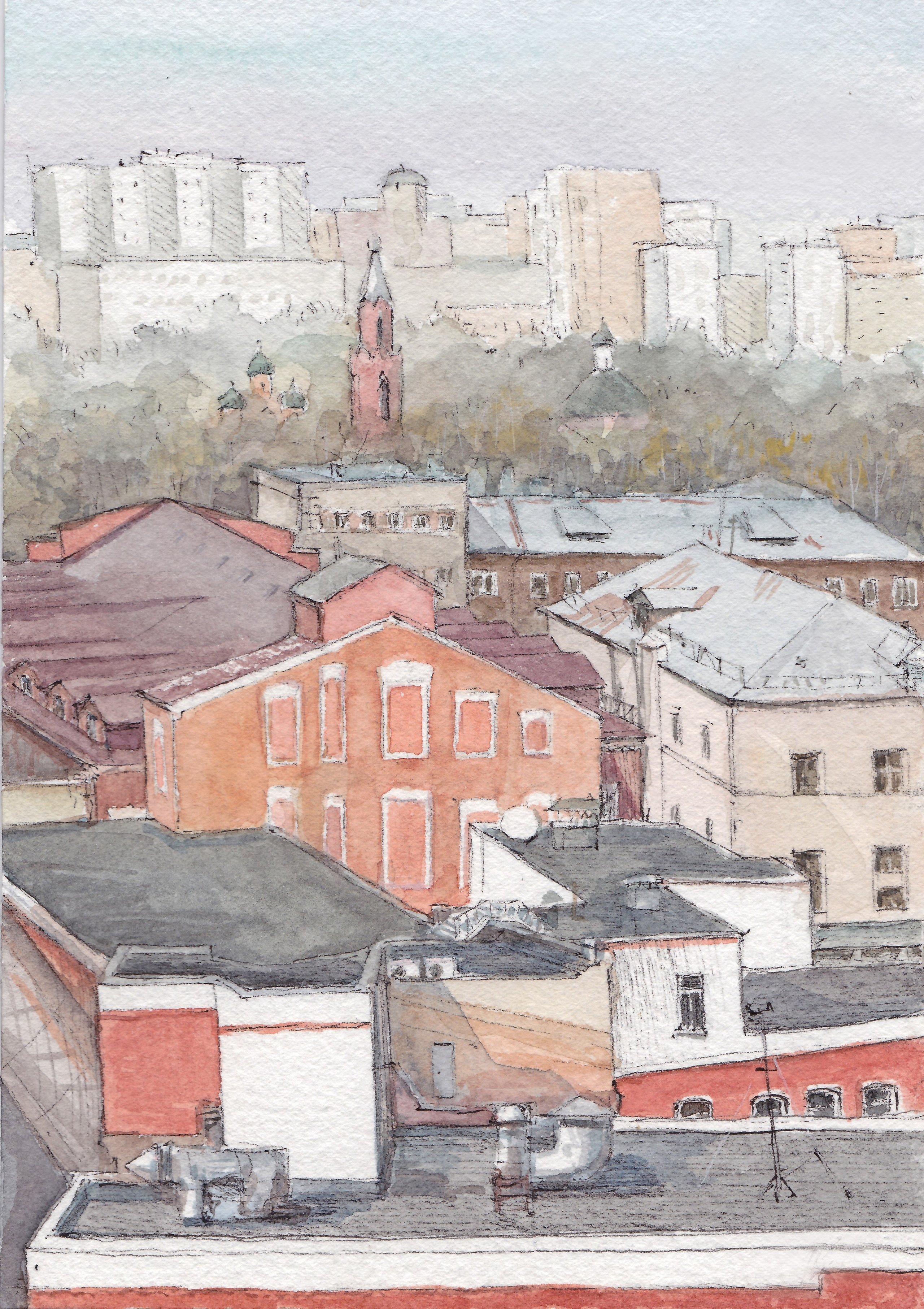 "Вид на Преображенский район Москвы", холст / масло, 2020