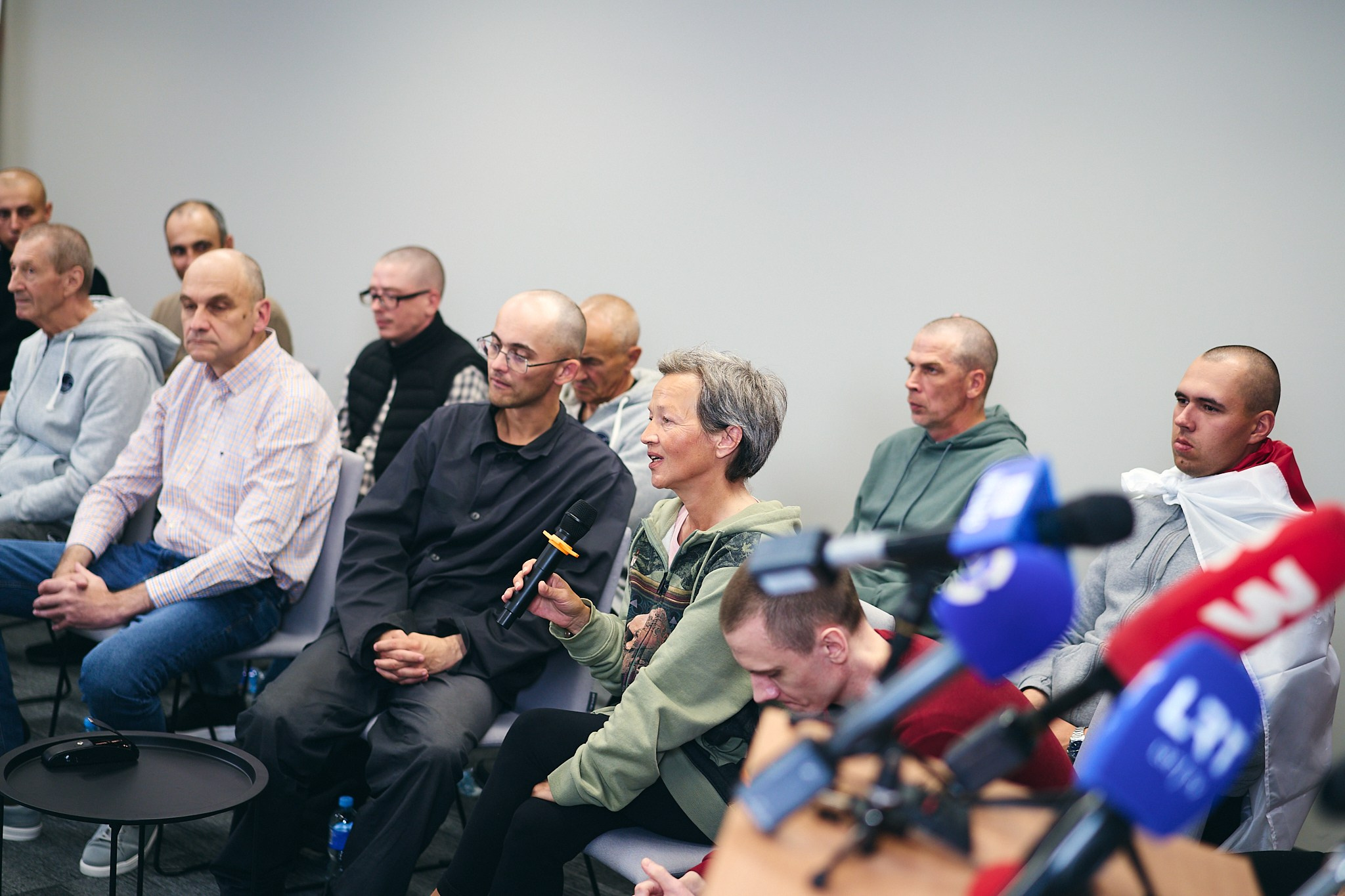 Press conference with Sviatlana Tsikhanouskaya and released political prisoners. Photographer in Vilnius