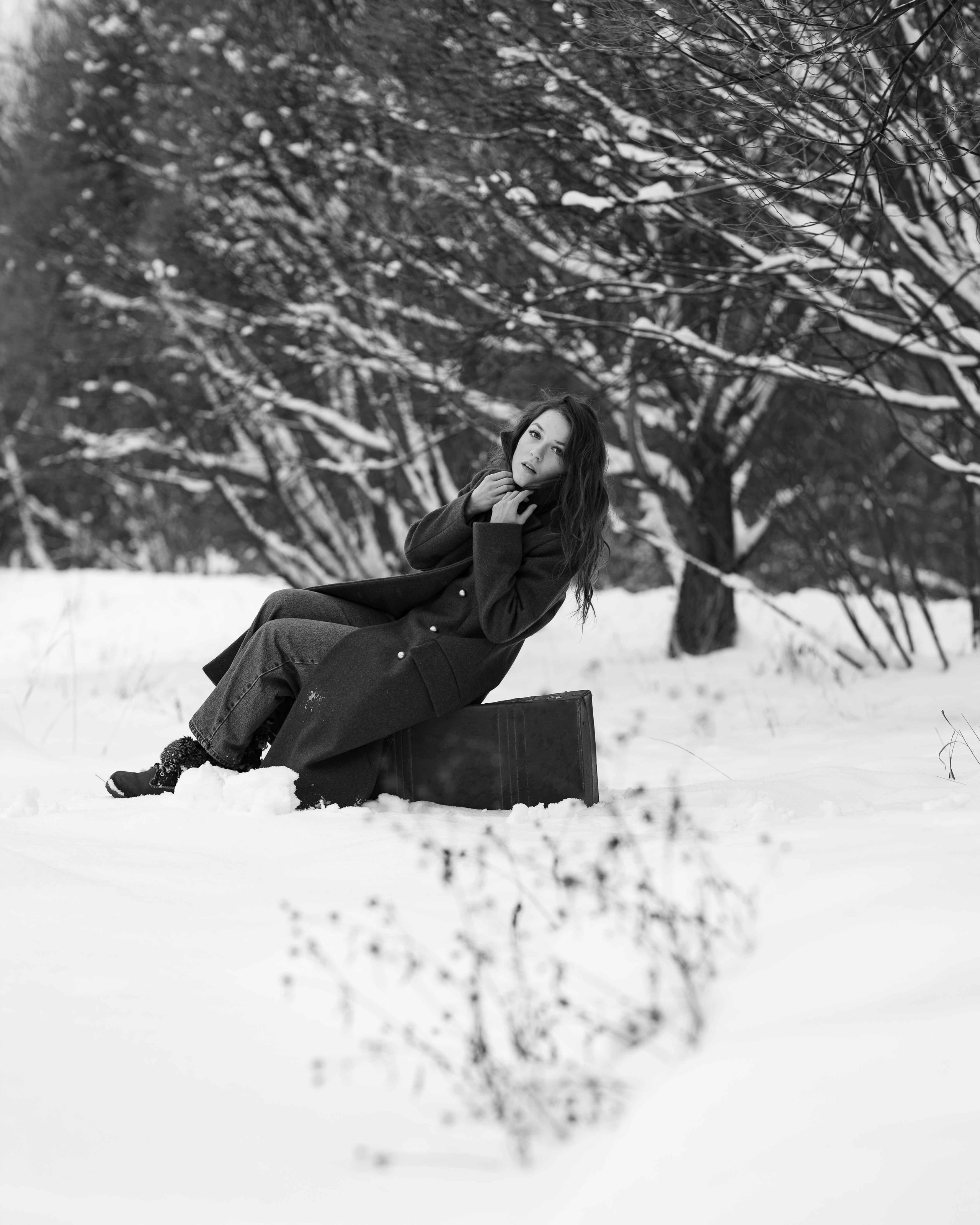 Фотосессия в заснеженном парке. Портретный фотограф Екатерина Лысенко, Москва