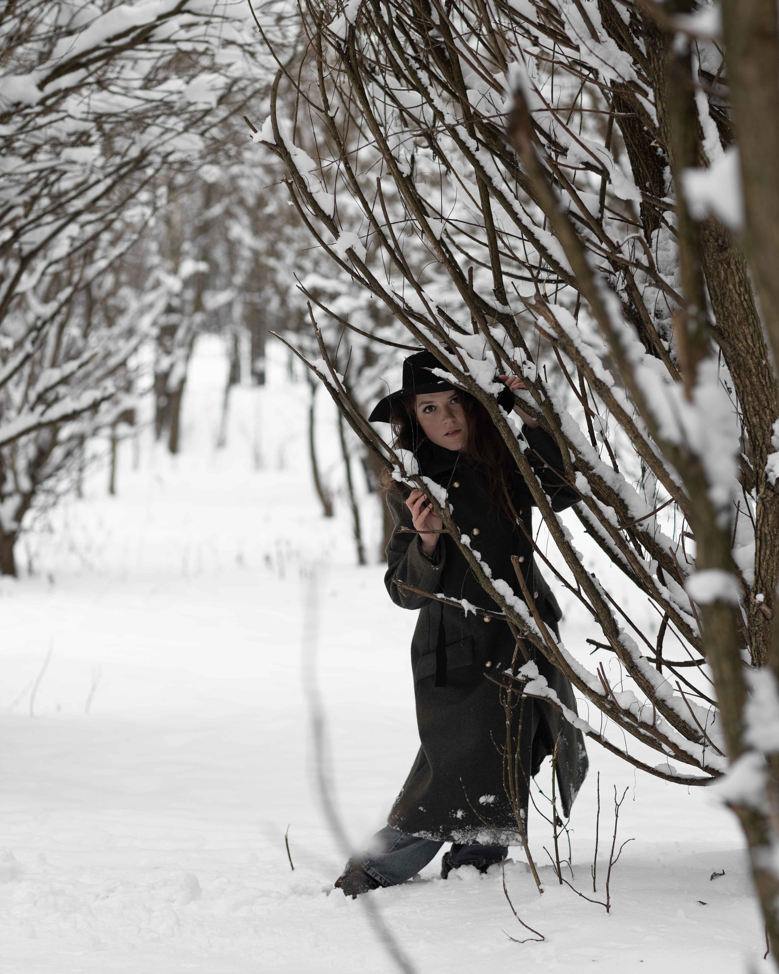 Фотосессия в заснеженном парке. Портретный фотограф Екатерина Лысенко, Москва