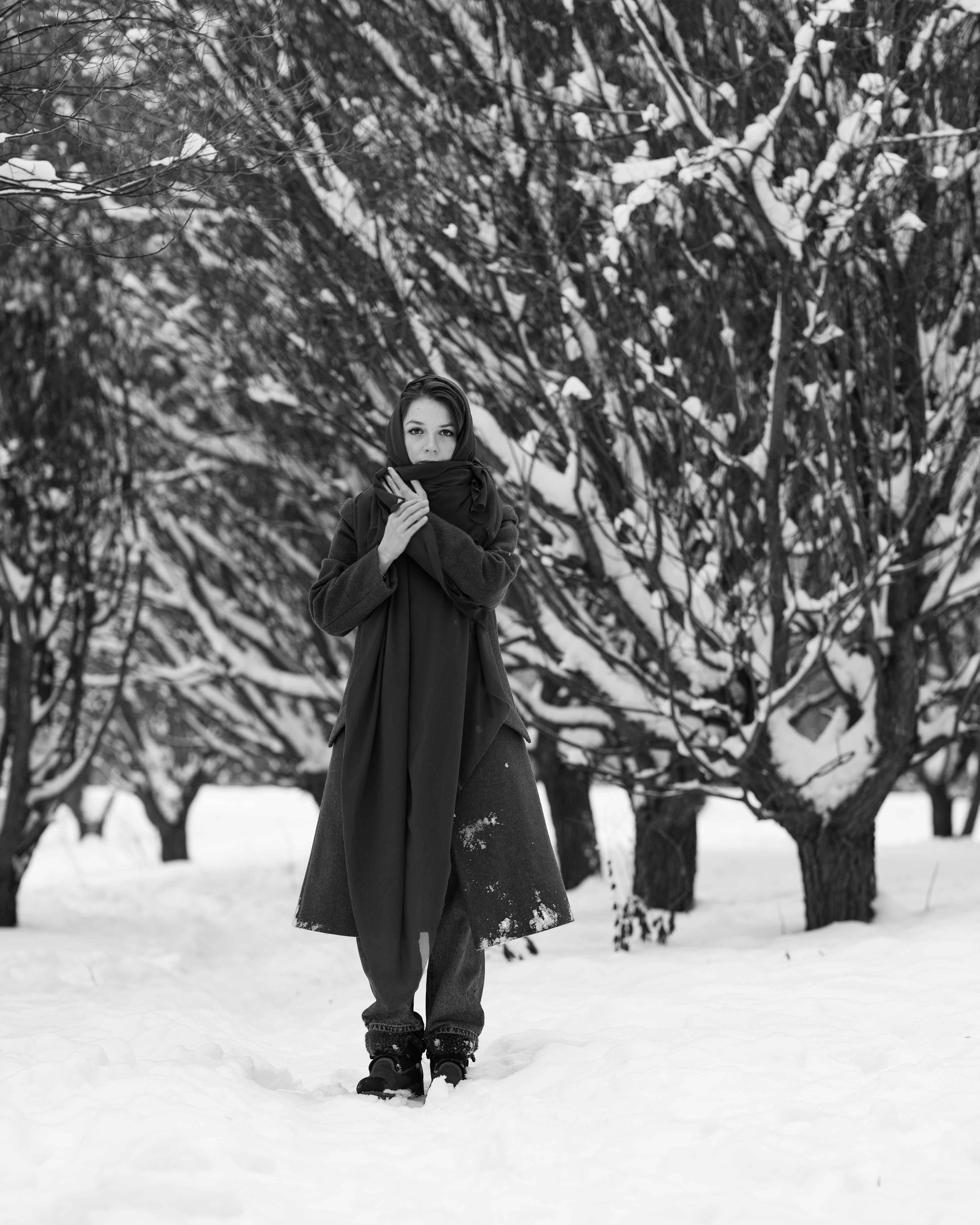 Фотосессия в заснеженном парке. Портретный фотограф Екатерина Лысенко, Москва