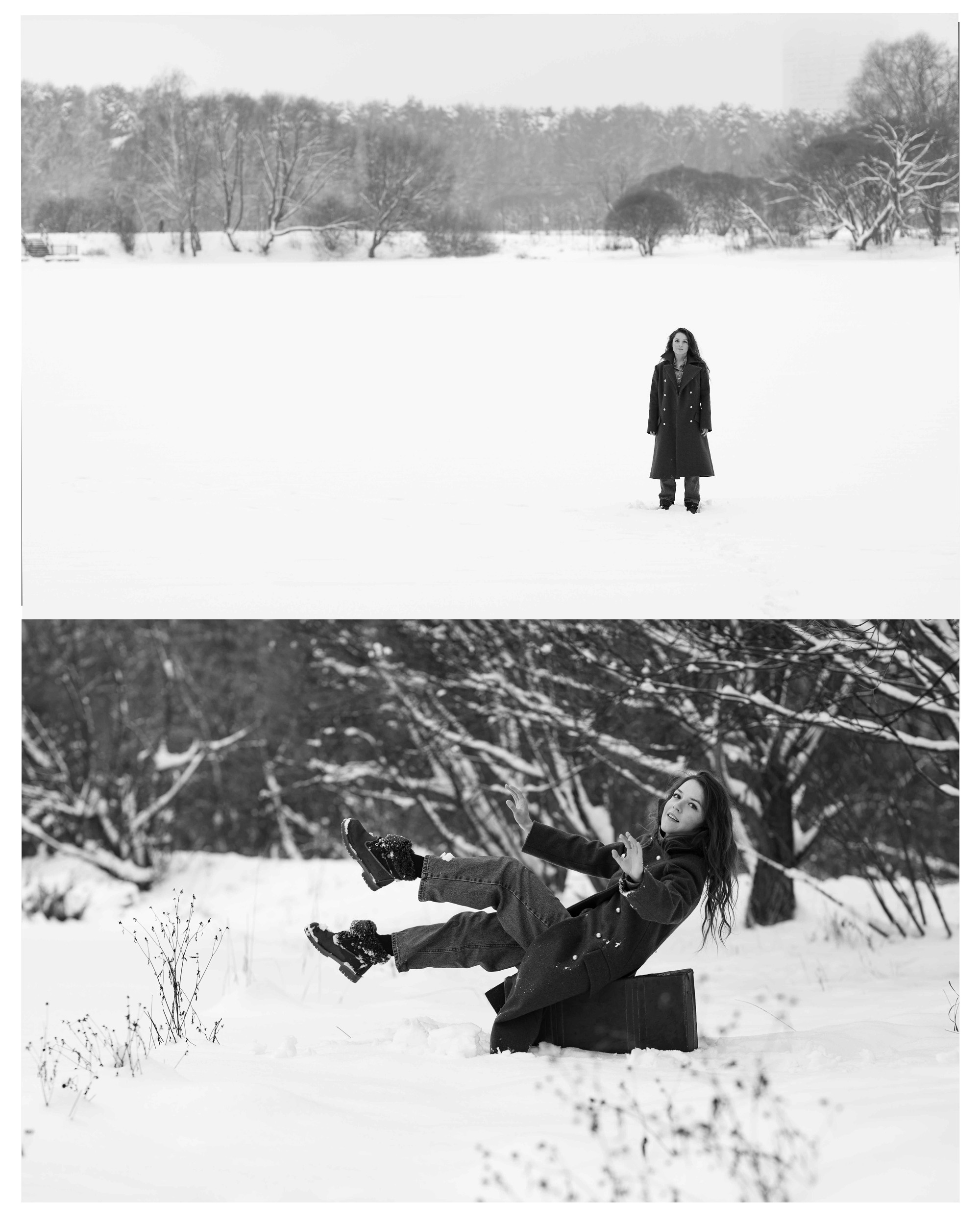 Фотосессия в заснеженном парке. Портретный фотограф Екатерина Лысенко, Москва