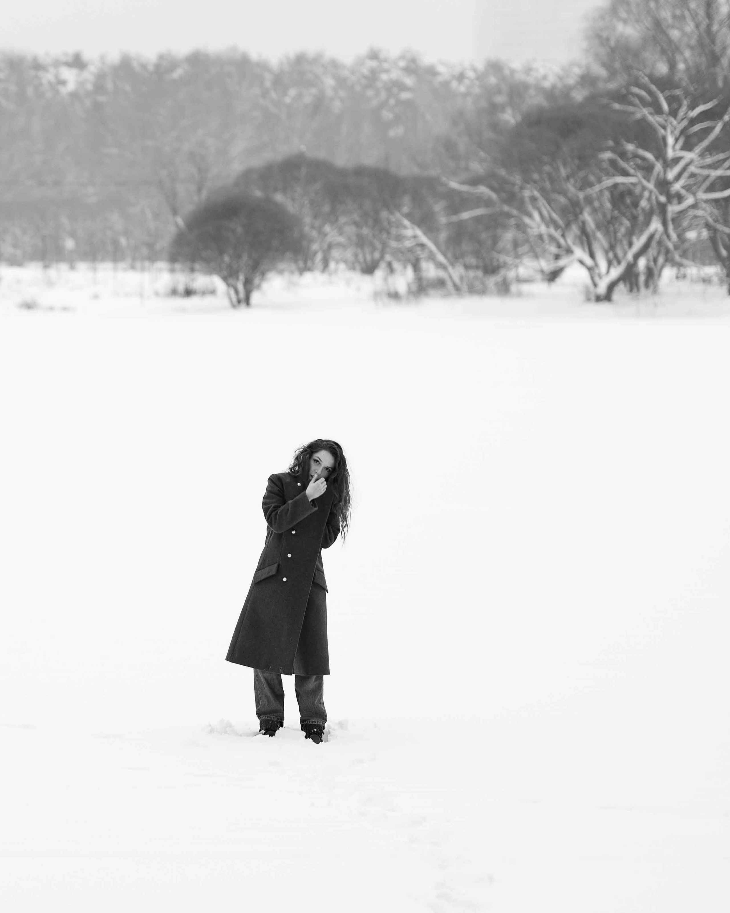 Фотосессия в заснеженном парке. Портретный фотограф Екатерина Лысенко, Москва