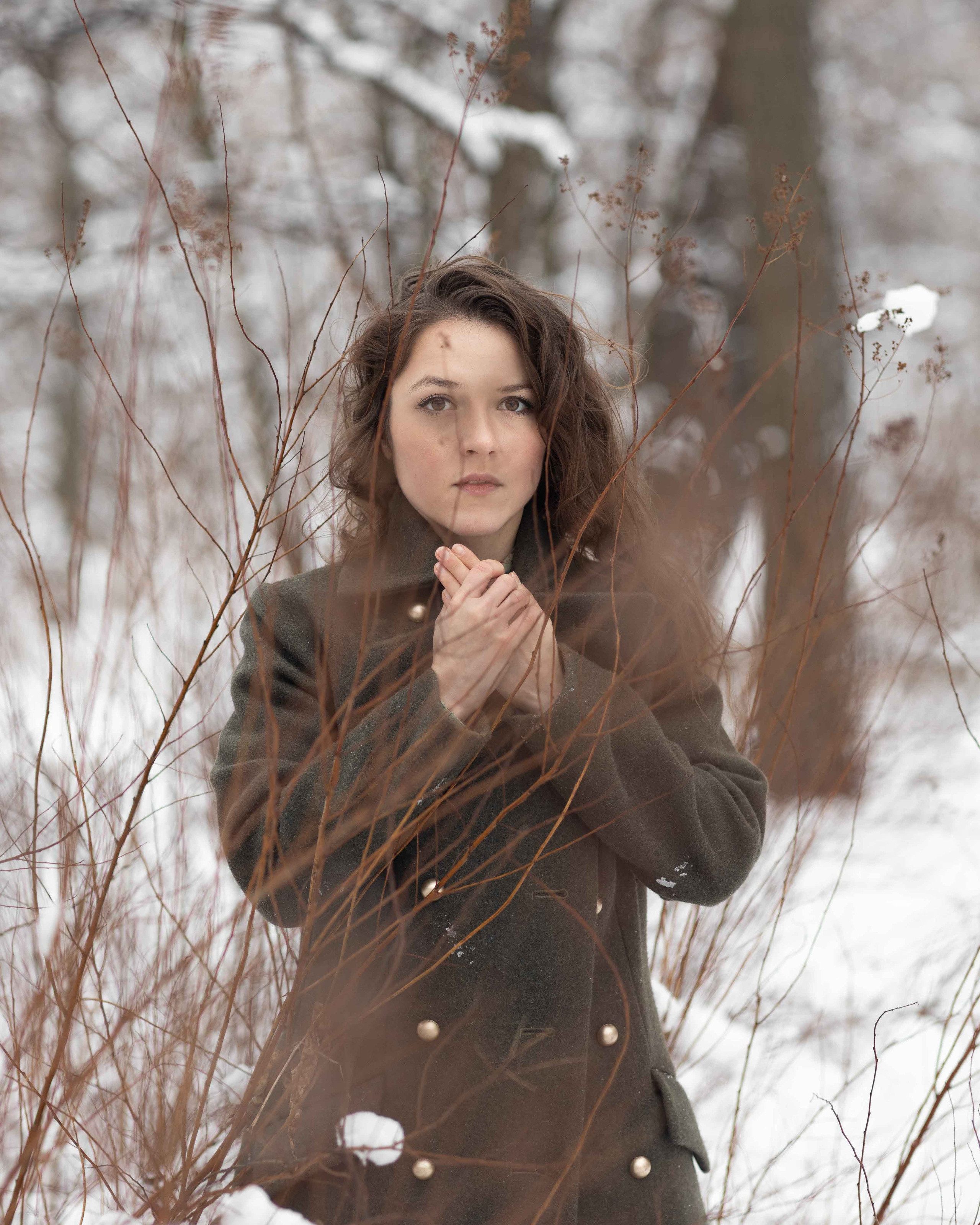 Фотосессия в заснеженном парке. Портретный фотограф Екатерина Лысенко, Москва