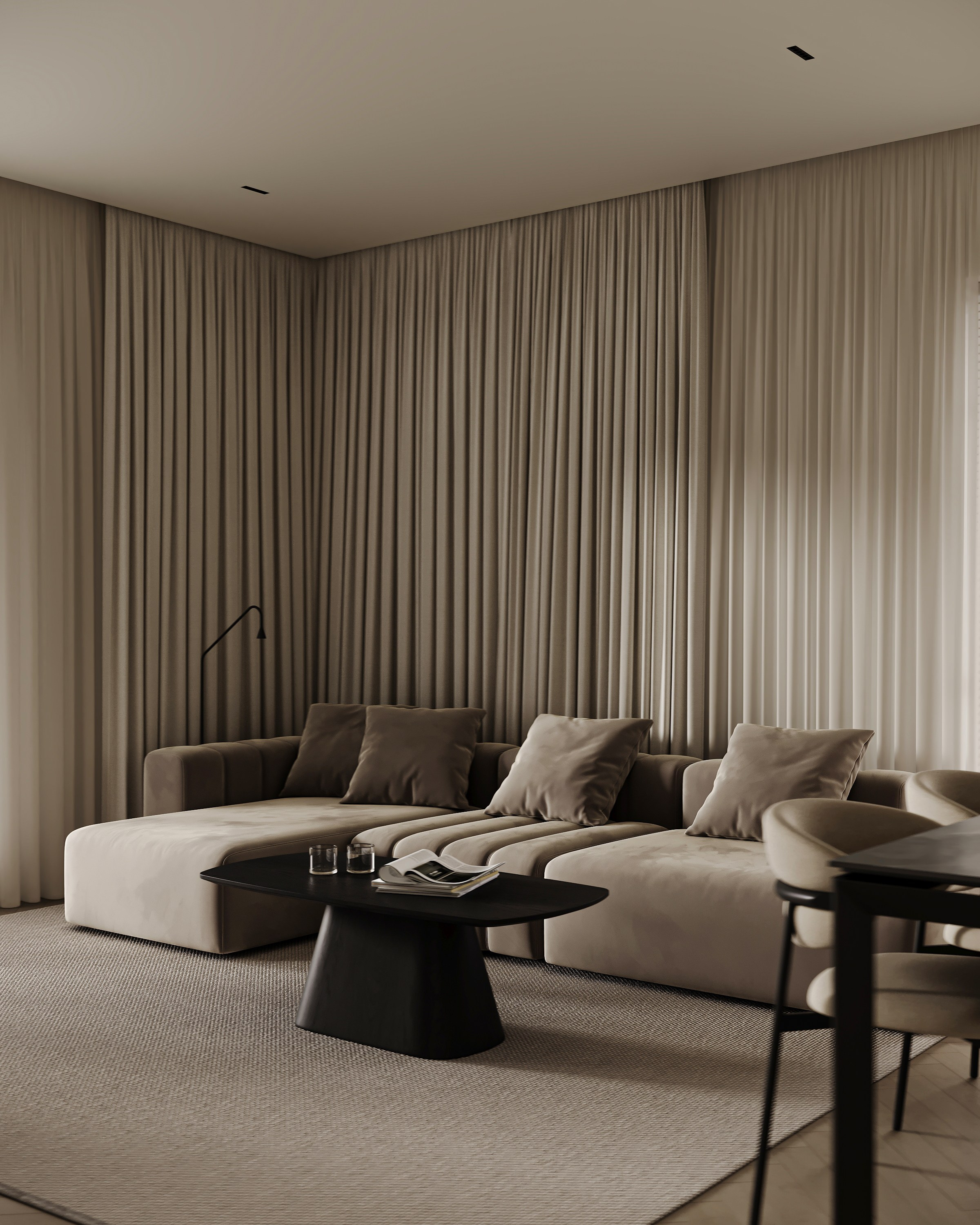 Дизайн-проект минималистичной кухни-гостиной в Краснодаре