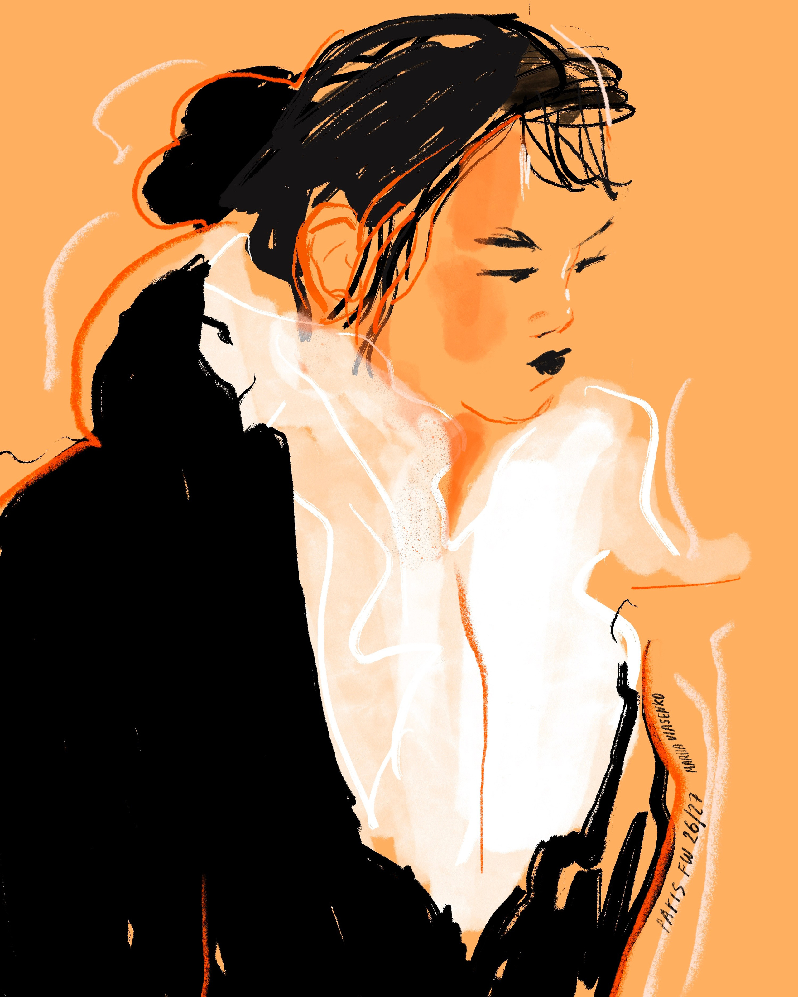 Paris FW 2026 Street Style Sketches. Фэшн иллюстратор из Москвы Власенко Мария