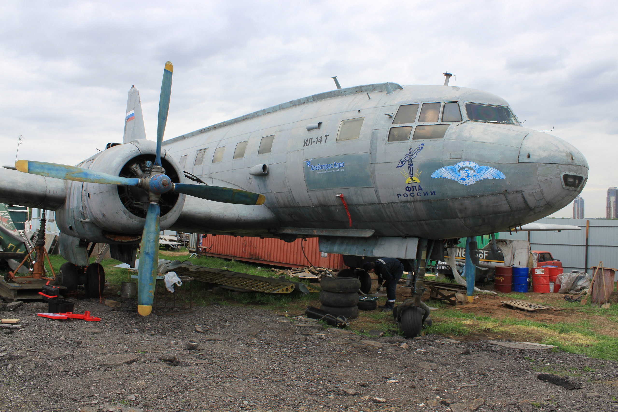 Ил-14Т «Голубая Мечта» работы в Тушино (2011 г.). Фотоальбом показывающий увлекательный мир авиации и мир медведей Андрея Иванова