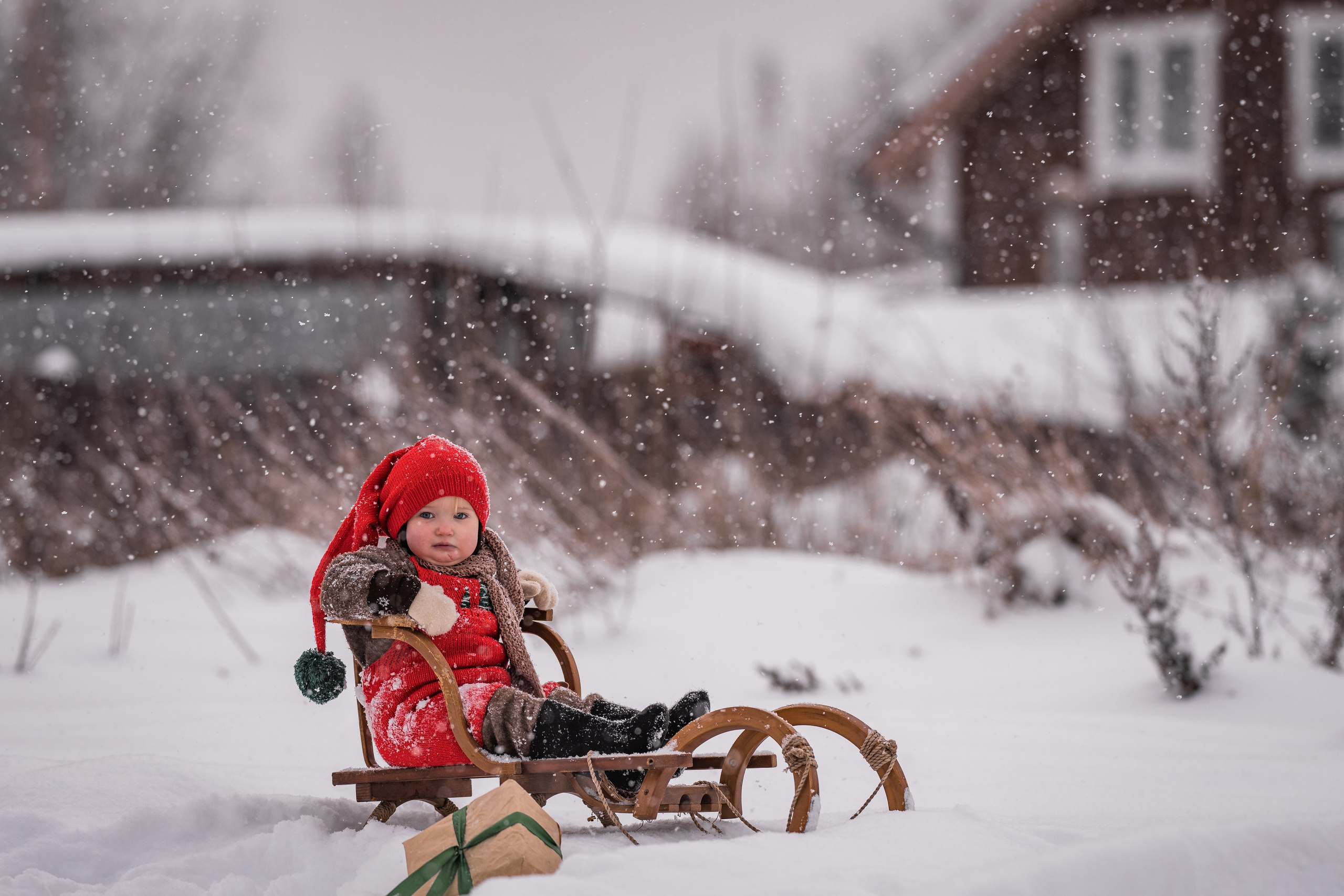 Снежная прогулка на санках. Семейный фотограф Ефремова Виктория