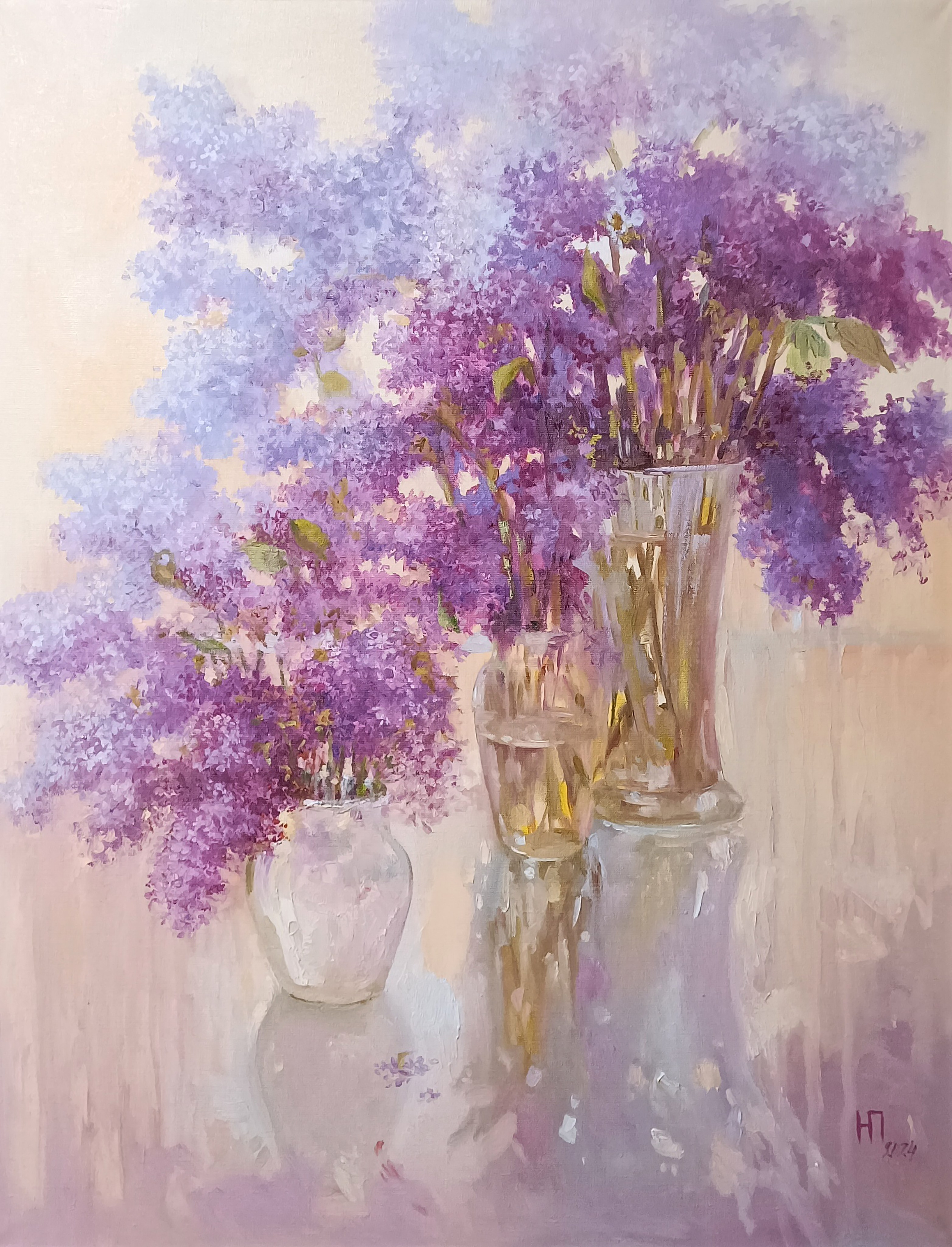 Цветочный натюрморт, Цветочная живопись, букет сирени, Весенние цветы, натюрморт,  Цветы сирени в вазе, Живопись цветы, Импрессионизм, Искусство декор интерьера, романтическое искусство, Искусство для коллекционеров, современное цветочное искусство