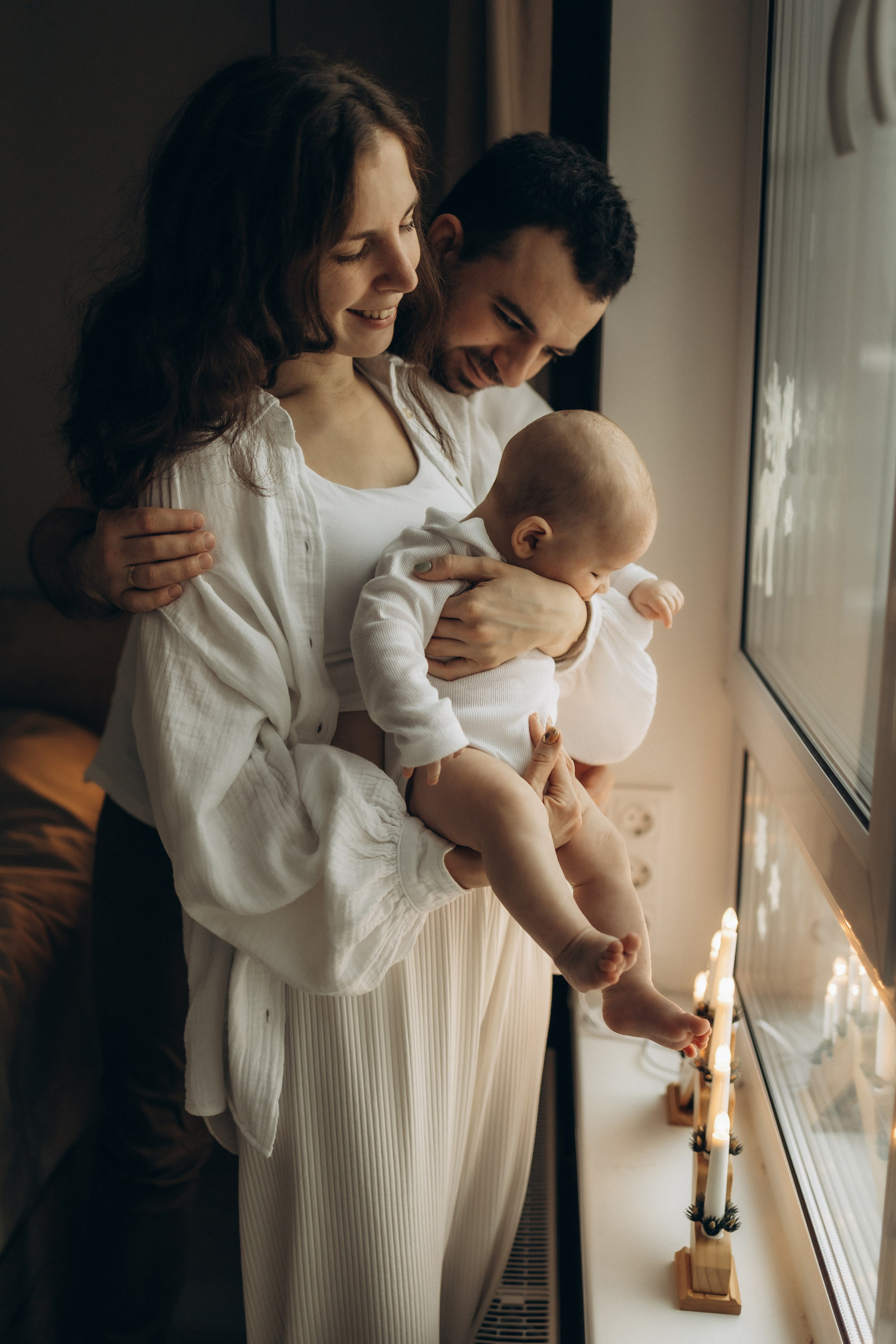 Наташа, Сережа и малыш Левушка. Семейный, домашний, ньюборн фотограф Москва Цветкова Елизавета