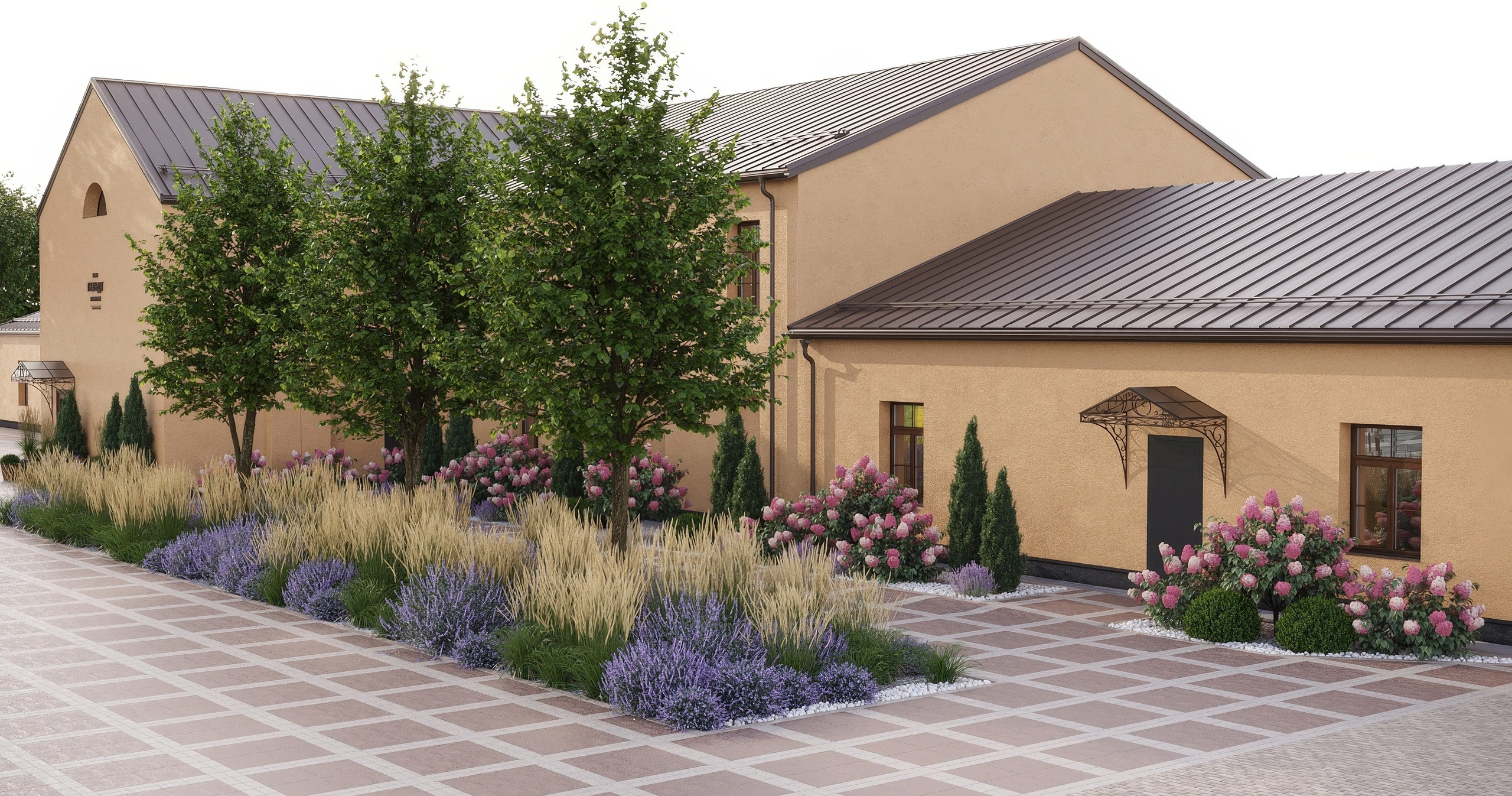 Визуализация ландшафтного дизайна банно-ресторанного комплекса Гельдт. 3d визуализатор marybond3d